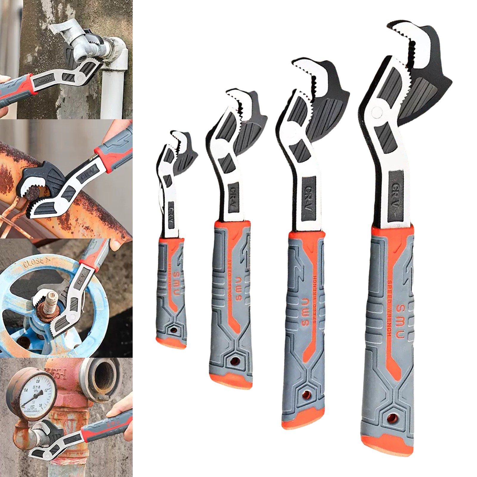thumbnail video image 2 of CoreLiving Self-Locking Pipe Wrench 6" 8" 10" 12", Heavy-Duty Chrome Vanadium Steel, Ratcheting Adjustable Wrench for Plumbing, DIY Home Repair and Professional Use, 2 of 10