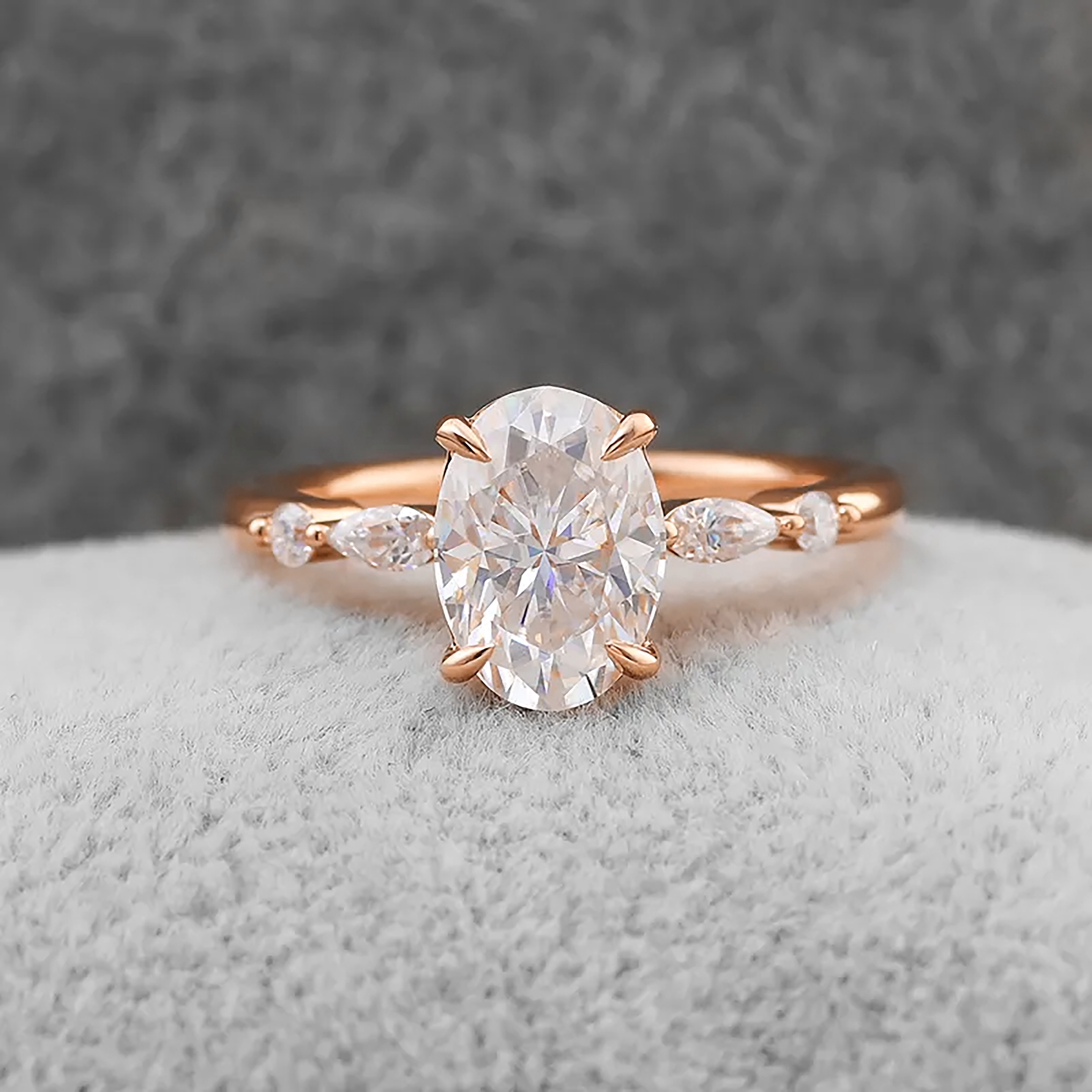 thumbnail video image 2 of Cora Jewellery 1.5TCW Dainty Oval Moissanite Engagement Ring For Women, 14K Rose Gold, 2 of 6