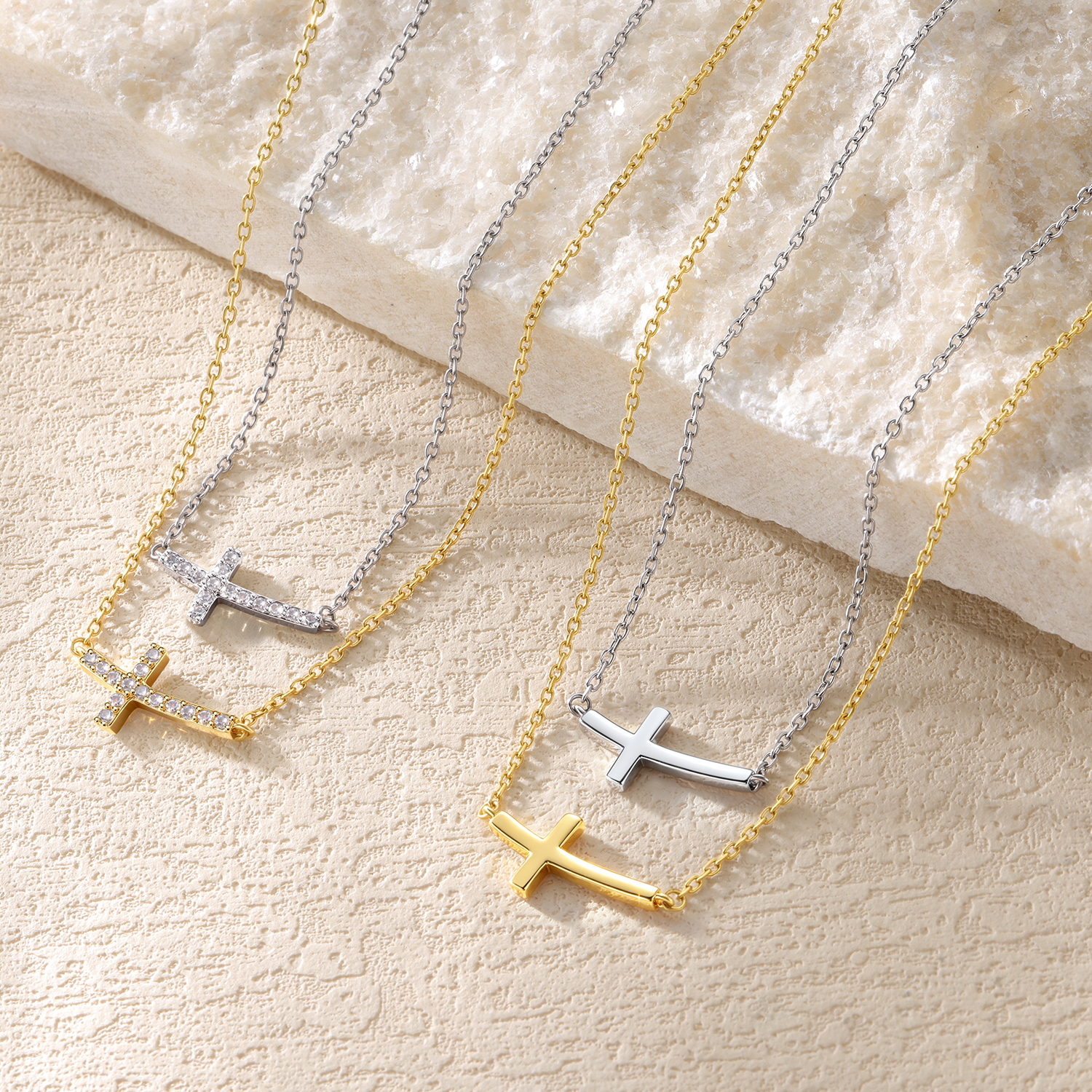 thumbnail video image 2 of KeyStyle Sidways Cross Pendant Necklace for Women Faith Jewelry Christian Christmas Birthday Gifts for Her Mom Wife Ideas, 2 of 10