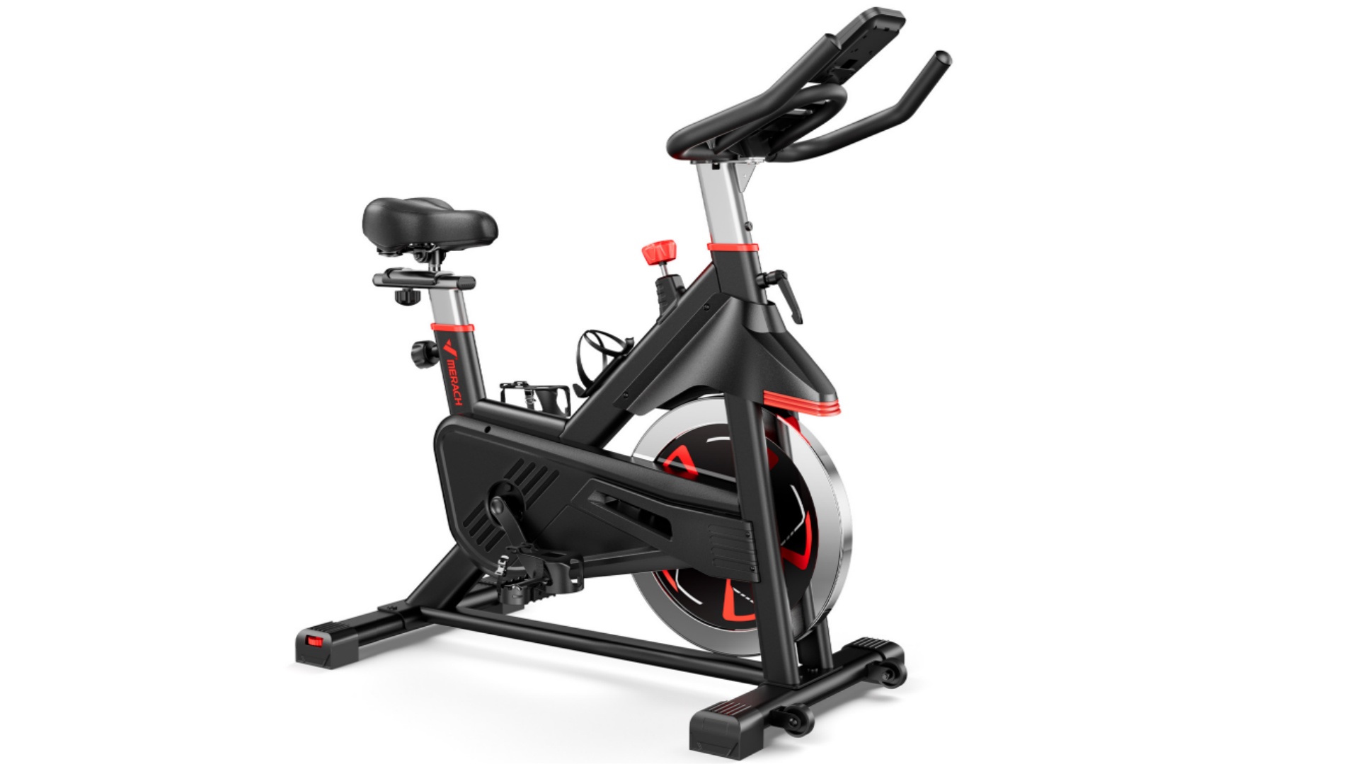 thumbnail video image 2 of MERACH Exercise Bike Indoor Stationary Cycling Bike with 350lbs Weight Capacity 100 Resistance with LED Monitor Free APP Silent Belt Drive and Comfortable Seat Cushion for Cardio Workout, 2 of 8