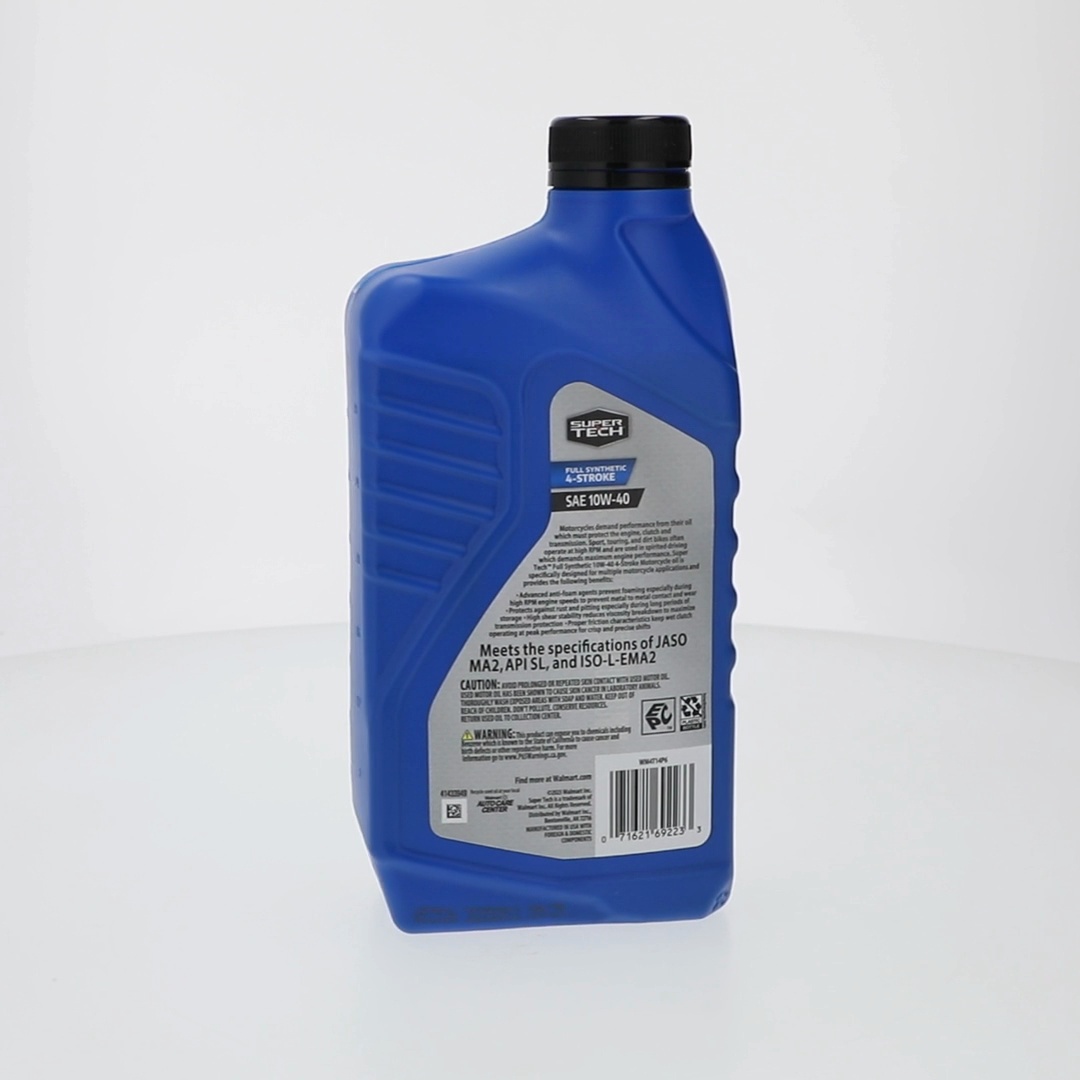 Super Tech Full Synthetic 10W-40 4-Stroke Motorcycle Oil, 1 Quart