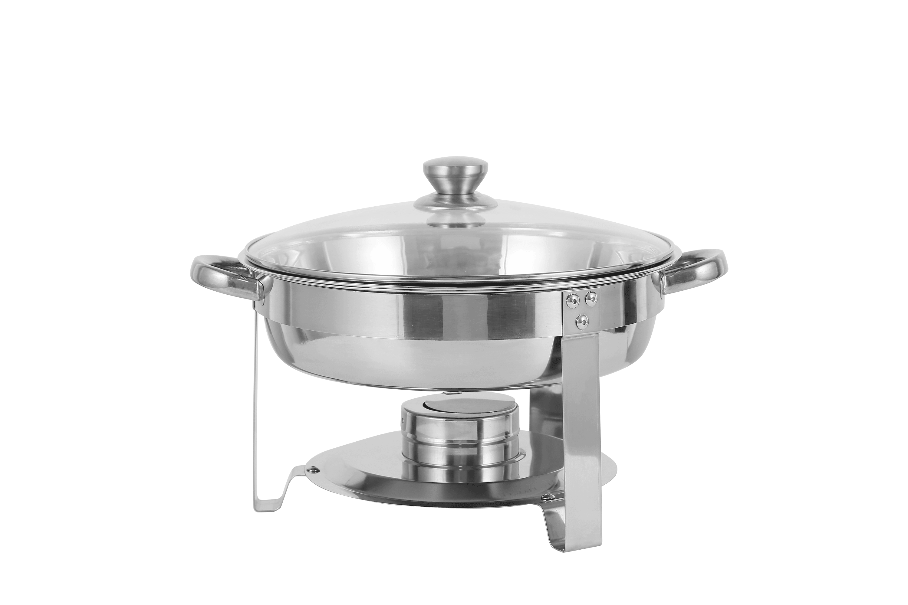 BriSunshine Chafing Dish Buffet Set 2 Packs, 4 QT Round Chafing Dishes with  Glass Lid & Lid Holder, Stainless Steel Food Warmers for Parties Buffet