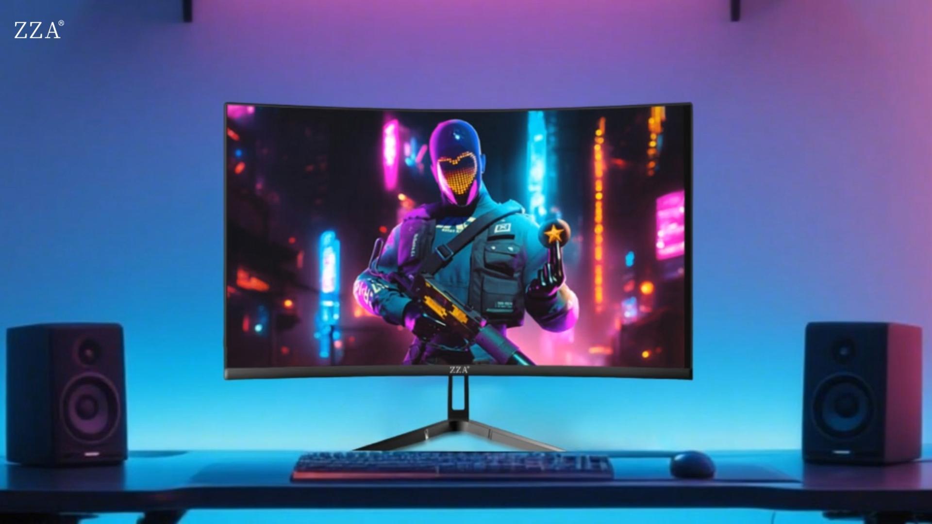 thumbnail video image 2 of ZZA 32" Curved Gaming Monitor, 4k UHD(3840 * 2160P) VA Screen, 1500R, 144Hz/160Hz Computer Moniter, Supports AMD Freesync, 120% sRGB, Wall Mountable Installs(HDMI 2.1/DP 1.4)-Black, 2 of 8