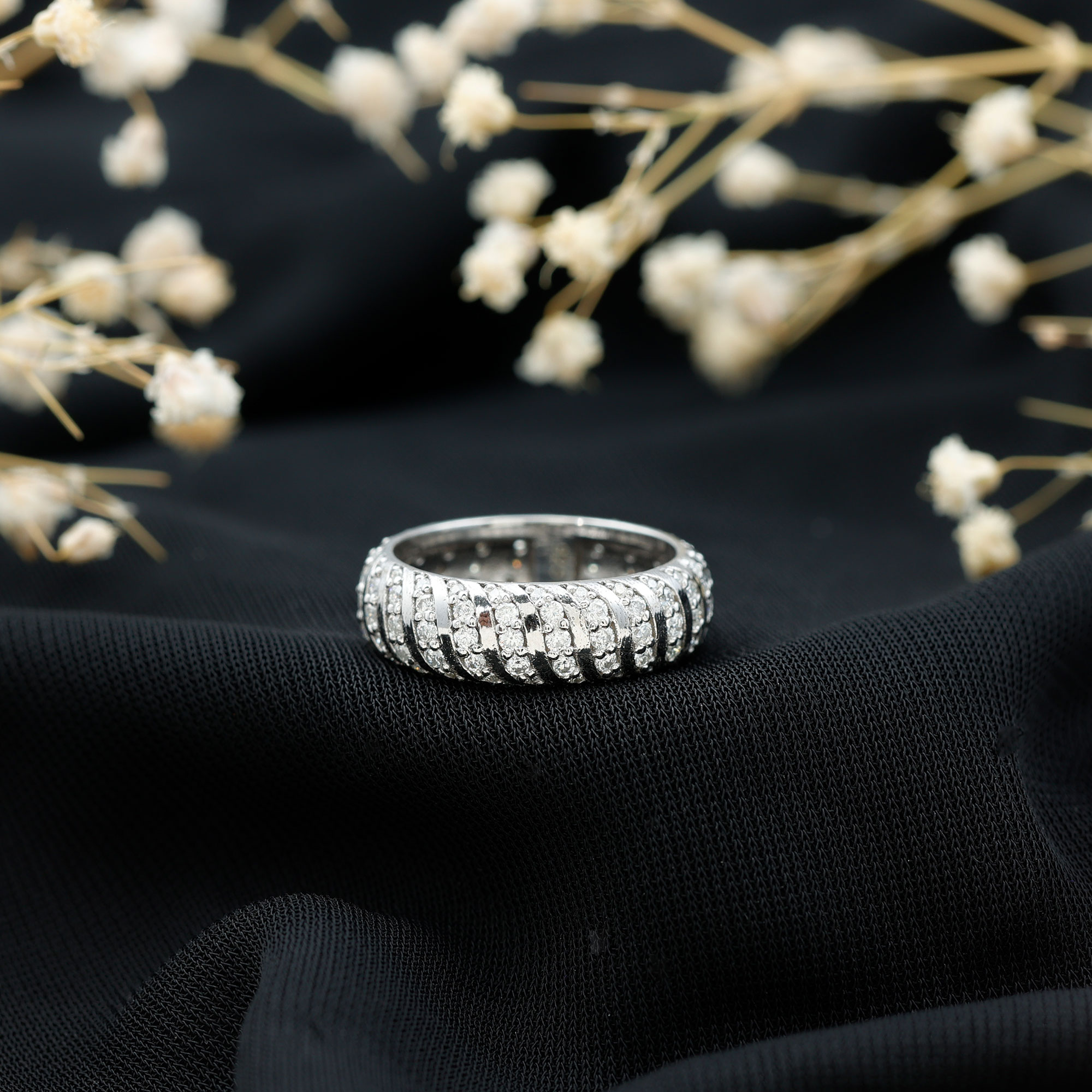 thumbnail video image 2 of Rosec Jewels Certified Moissanite Wide Wedding Band - Moissanite Band for Women - D-VS1 Quality - with Jewelry Box, 18K Yellow Gold, US 9.00, 2 of 9