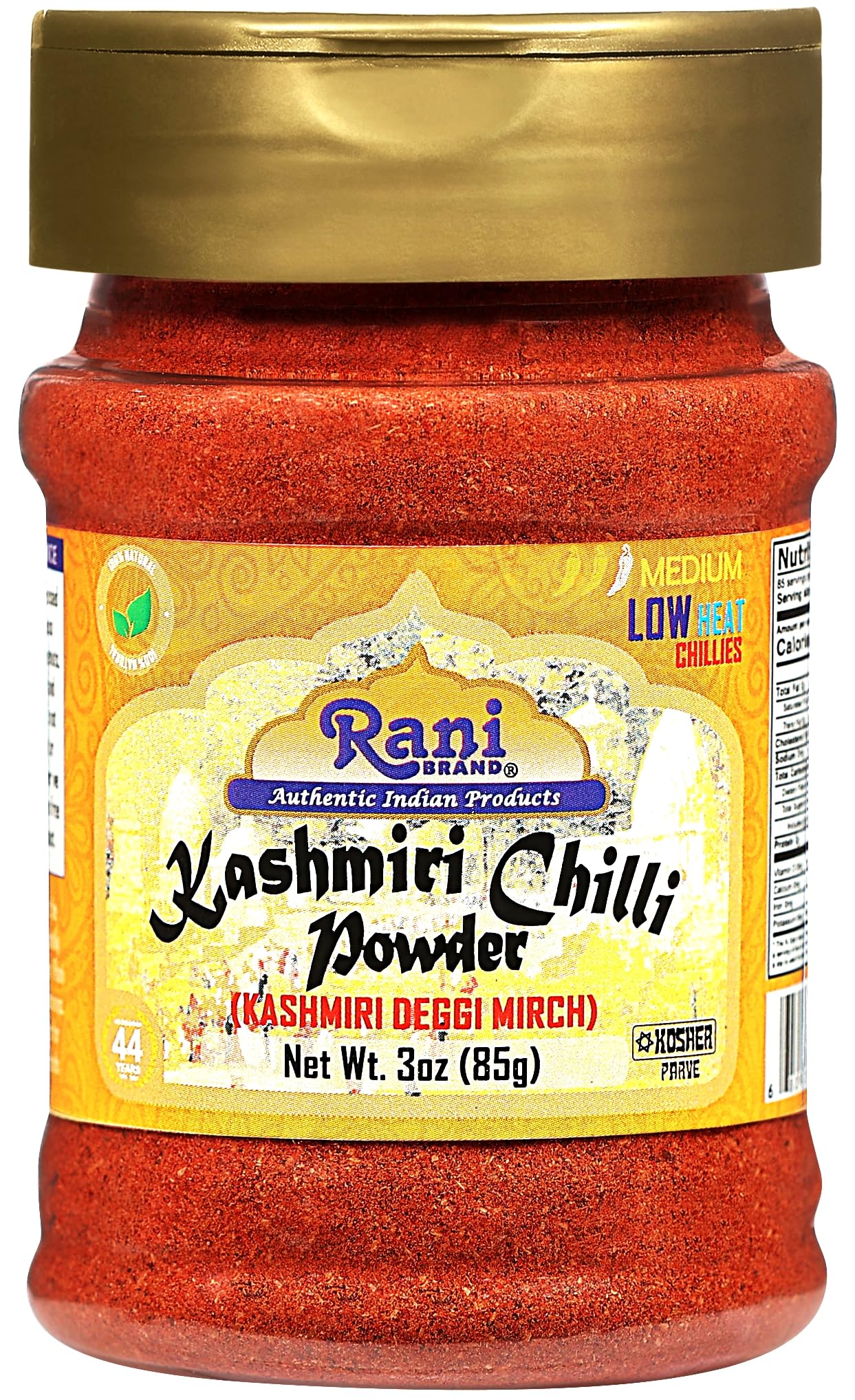 thumbnail video image 2 of Rani Kashmiri Chilli Powder (Deggi Mirch, Low Heat) Ground Indian Spice 3oz (85g) PET Jar ~ All Natural | Salt-Free | Vegan | Kosher |Gluten Friendly | Perfect for Deviled Eggs & other low heat dishes, 2 of 9