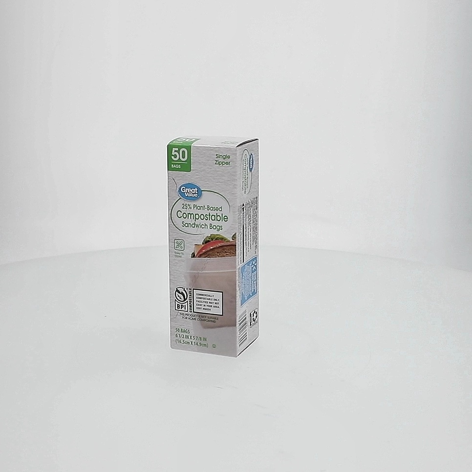 Great Value Plant-Based Sandwich Bags, 50 Count, Zipper Closure
