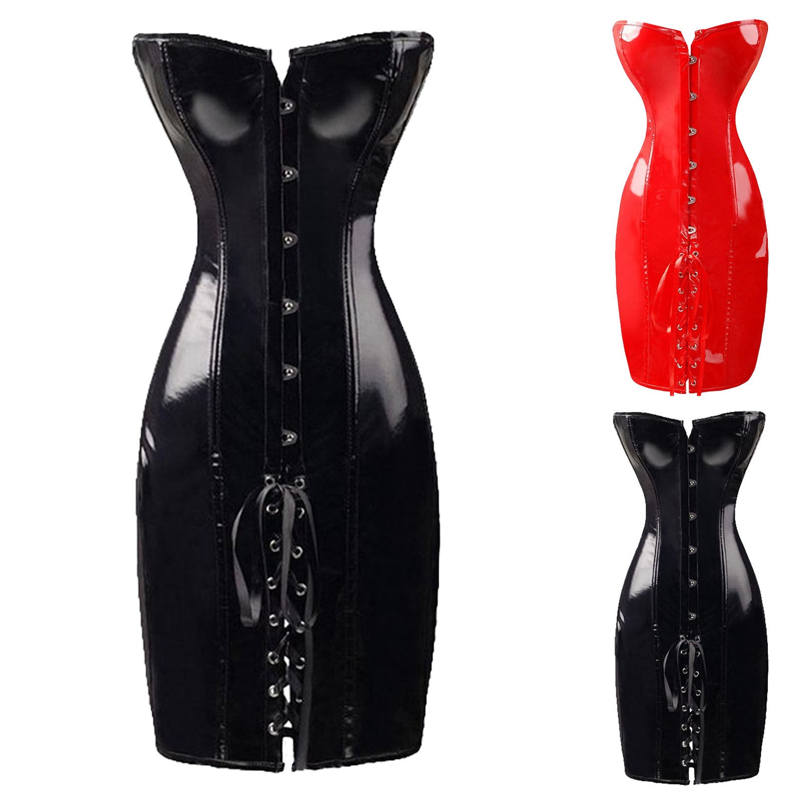 thumbnail video image 2 of Corset For Women Compression Women Women's Corsets Top Leather Boned Overbust Corset Bustier Body Shaper BustierCorset For Women, 2 of 10