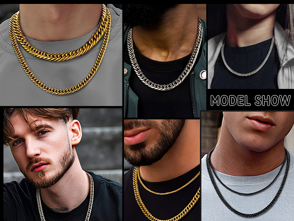 thumbnail video image 2 of FaithHeart Miami Cuban Link Chain Necklace for Men 14K Gold Plated Stainless Steel 6mm Curb Chains Mens Necklace Hip Hop Jewelry Gift for Husband Anniversary 22", 2 of 8