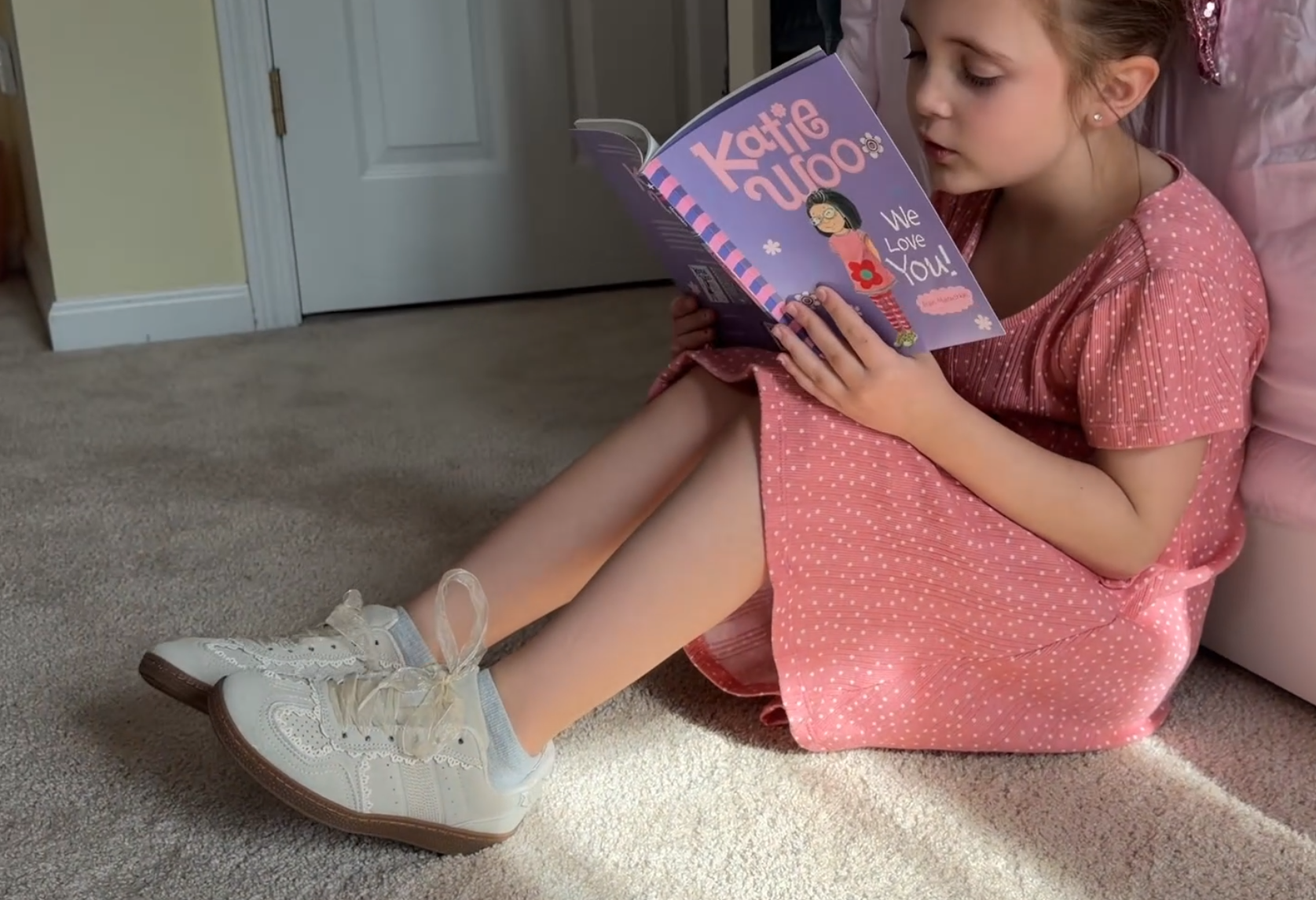 thumbnail video image 2 of Cushionaire Kid's Belinda Lace Detail Casual Sneakers for Girls – Cute and Stylish Ribbon Lace-Up Girls Shoes with Soft Cushion Support, 2 of 33