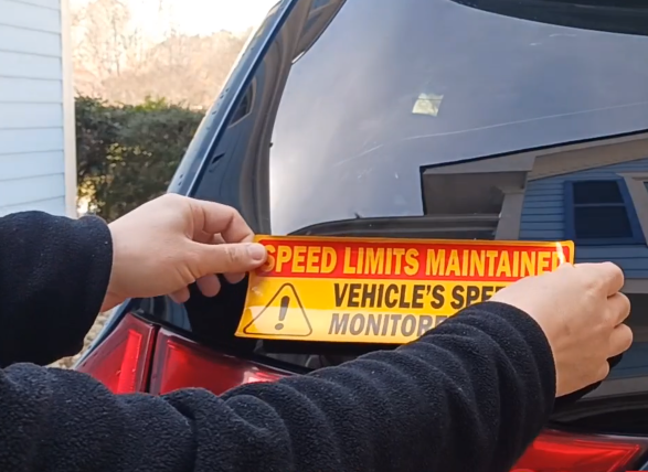 thumbnail video image 2 of Vehicle Speed is Monitored by GPS Speed Limits are Maintained Sticker Sign, 2pk, 2 of 8