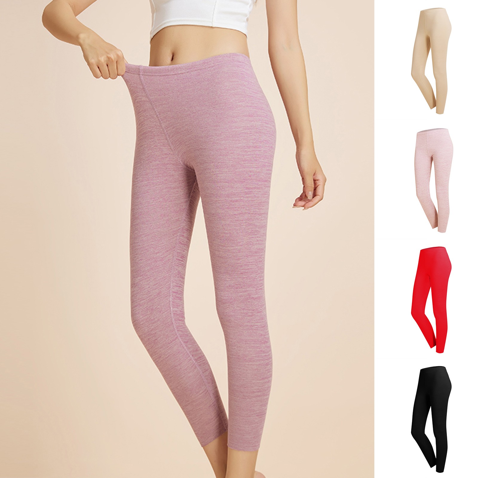 thumbnail video image 2 of SGMVNU Women's Lined Leggings Strenchy Thermal Warm Winter Tights High Waisted Yoga Pants Workout Athletic Tights(Pink, L), 2 of 7