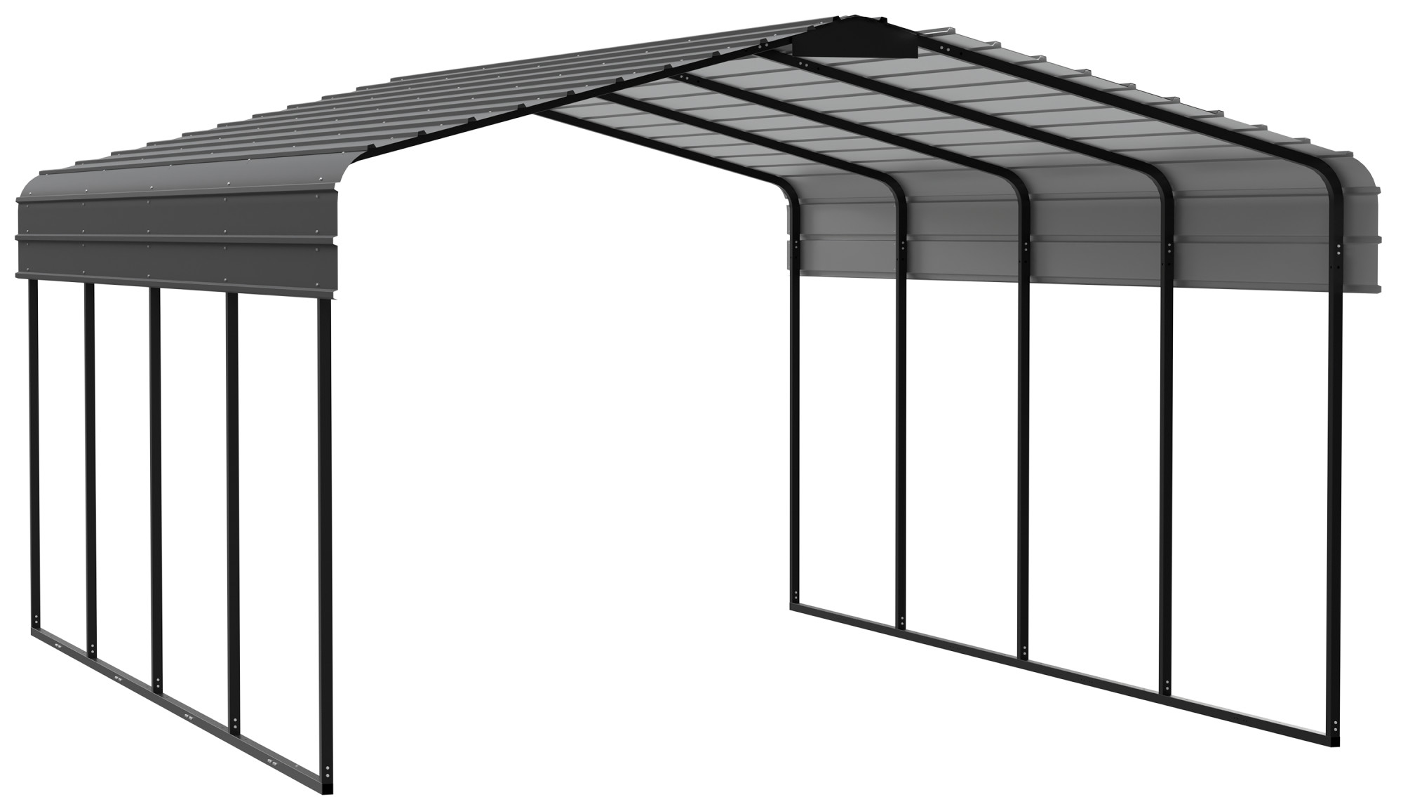 thumbnail video image 2 of New Yard 12' x 20' x 7' Heavy Duty Metal Carport, All-Steel Canopy, Charcoal, 2 of 9