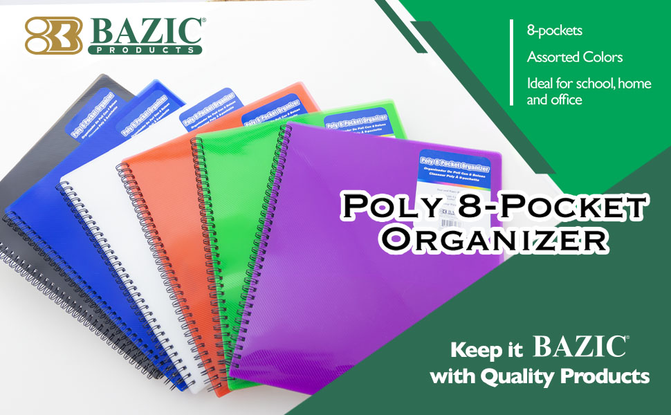 thumbnail video image 2 of BAZIC 8 Pockets Poly Folder Portfolio Document Folders, 6-Pack, 2 of 8