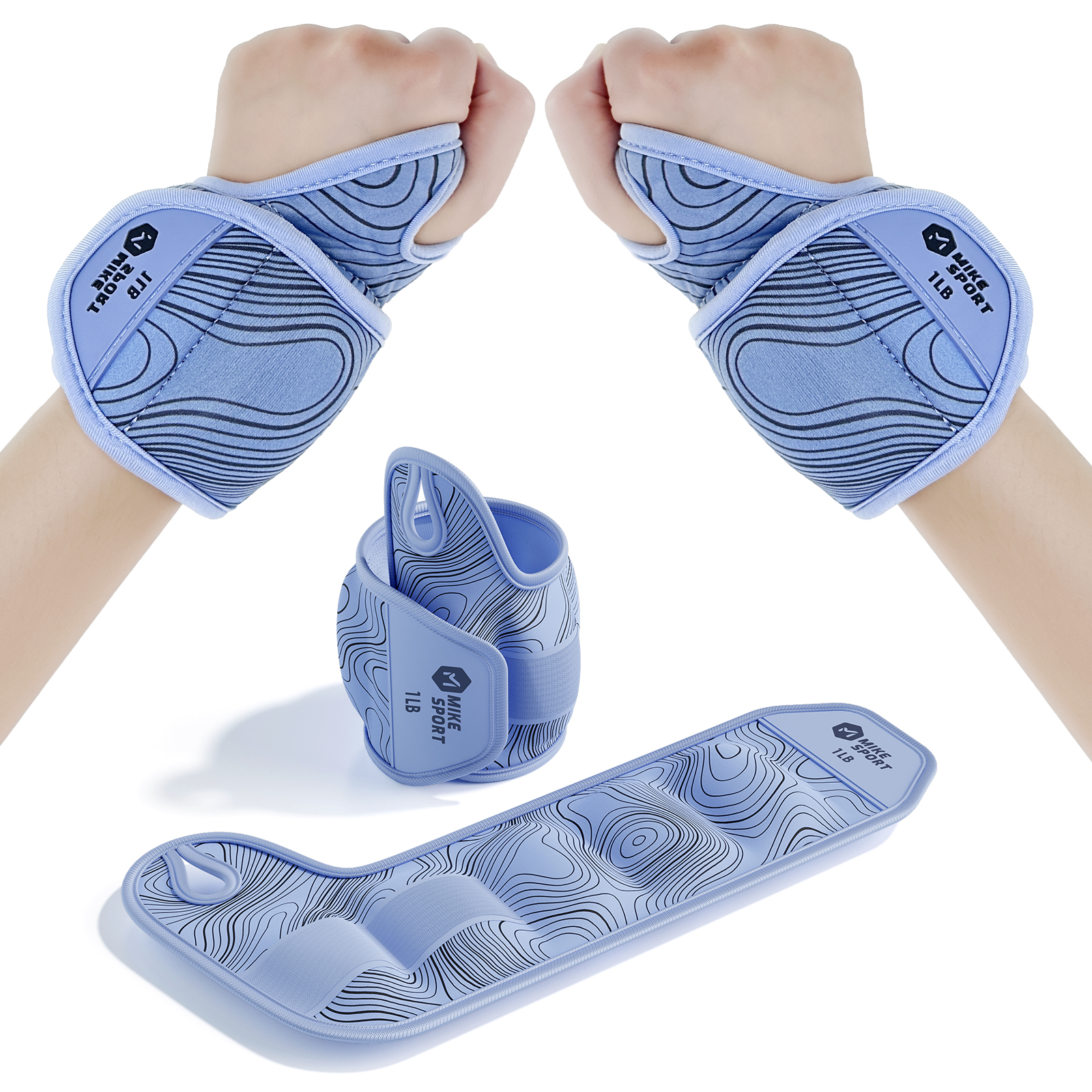 thumbnail video image 2 of M MIKE SPORT Thumb Lock Wrist Weights & Hand Weights for Women Men Kids  for Gym Exercises,Fitness,Workout,Walking,Jogging,Yoga, Dance, Pilates, Aerobics -2LB*2, 2 of 8
