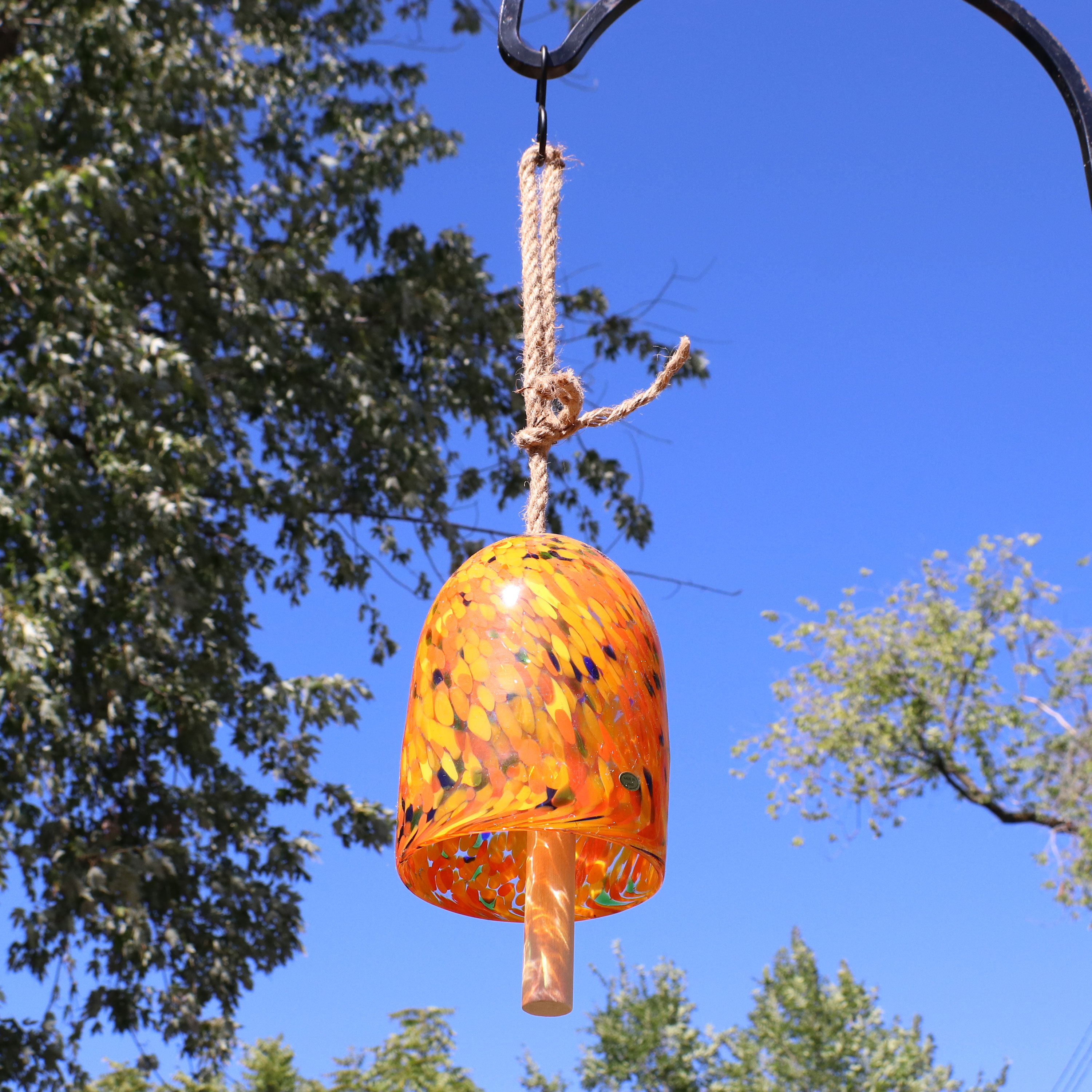 thumbnail video image 2 of Sunnydaze Natural Melody 7.5" Orange Glass Speckled Wind Chime Bell, 2 of 9