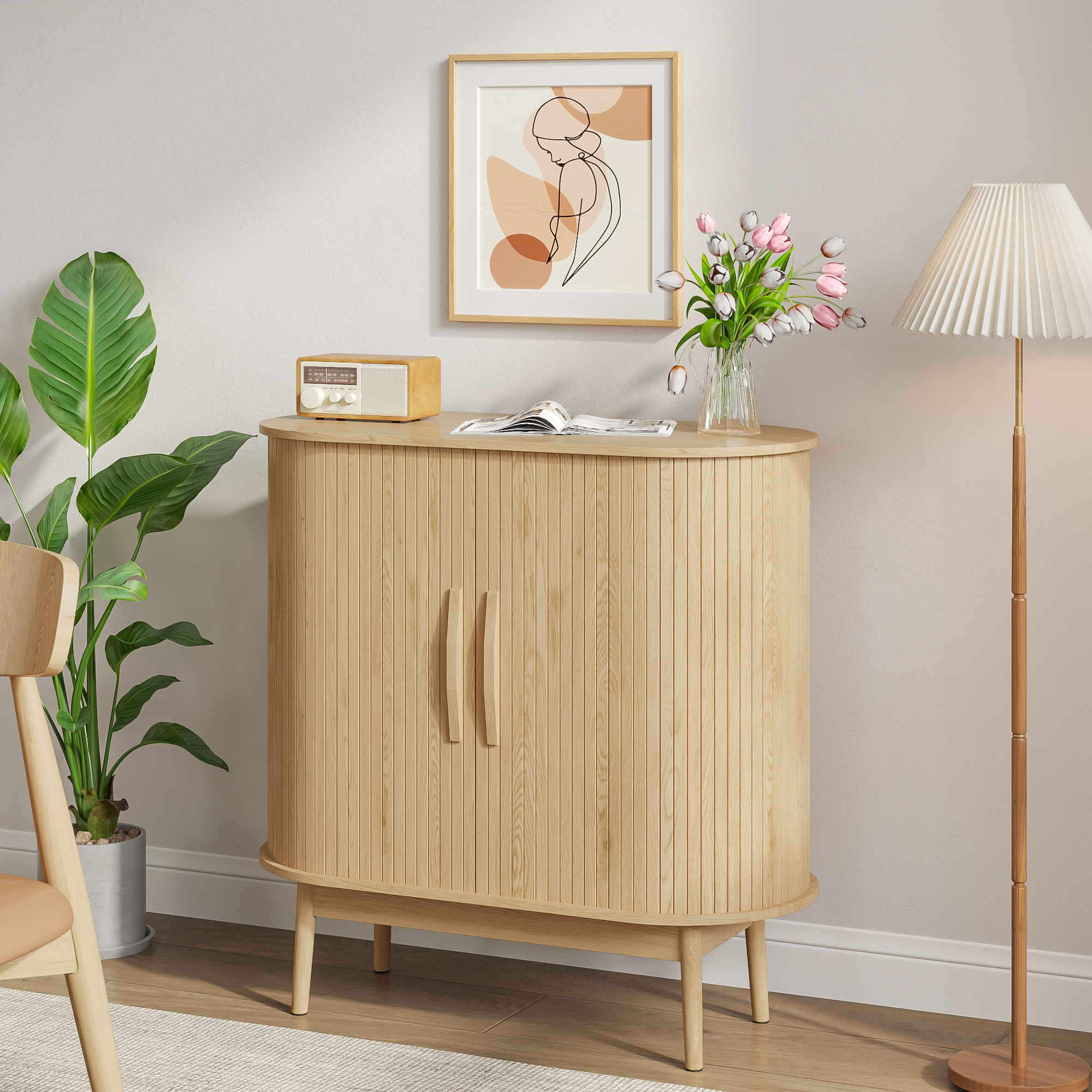 thumbnail video image 2 of Accent Sideboard Cabinet with Sliding Door, Buffet Cabinet with Storage, Small Storage Cabinet for Kitchen, Living Room, Entryway, 2 of 9