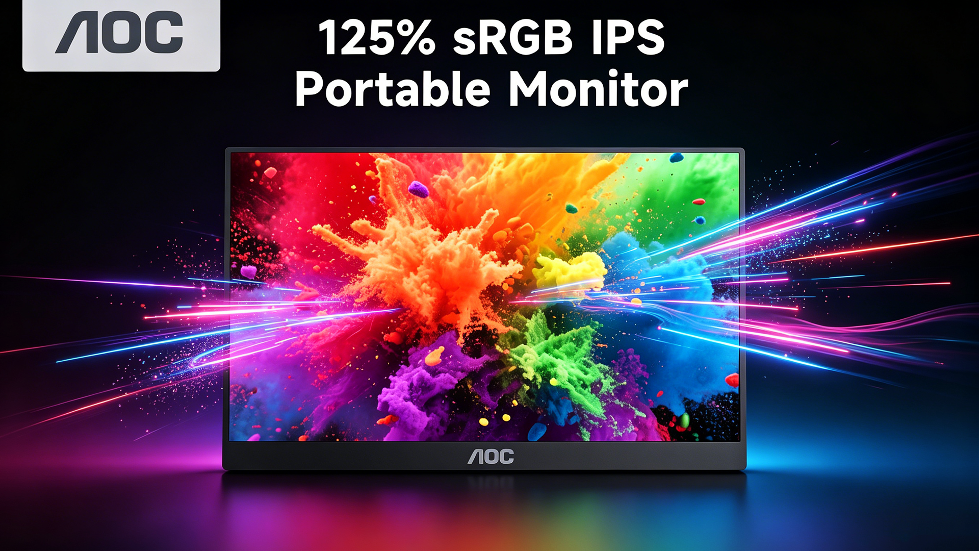 thumbnail video image 2 of AOC 15.6" Premium Portable Gaming Monitor 125% sRGB, HDR, FHD 1080P IPS Computer Monitor, Ultra-Slim Metal USB-C/HDMI External Screen with Speakers for Laptop PC Mac PS5 Xbox Switch, 2 of 15