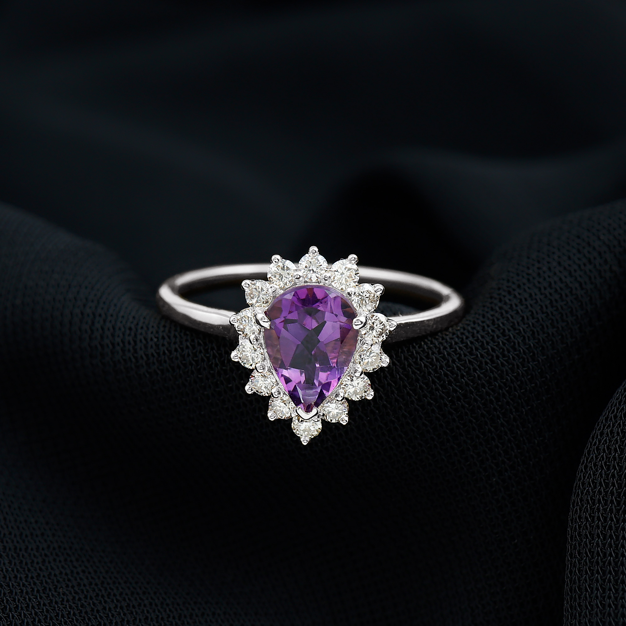 thumbnail video image 2 of Rosec Jewels 1.50 CT Amethyst and Diamond Ring, Amethyst Cocktail Ring, Vintage Inspired Amethyst Ring, Amethyst Engagement Jewelry, 18K White Gold, US 5.00, 2 of 5