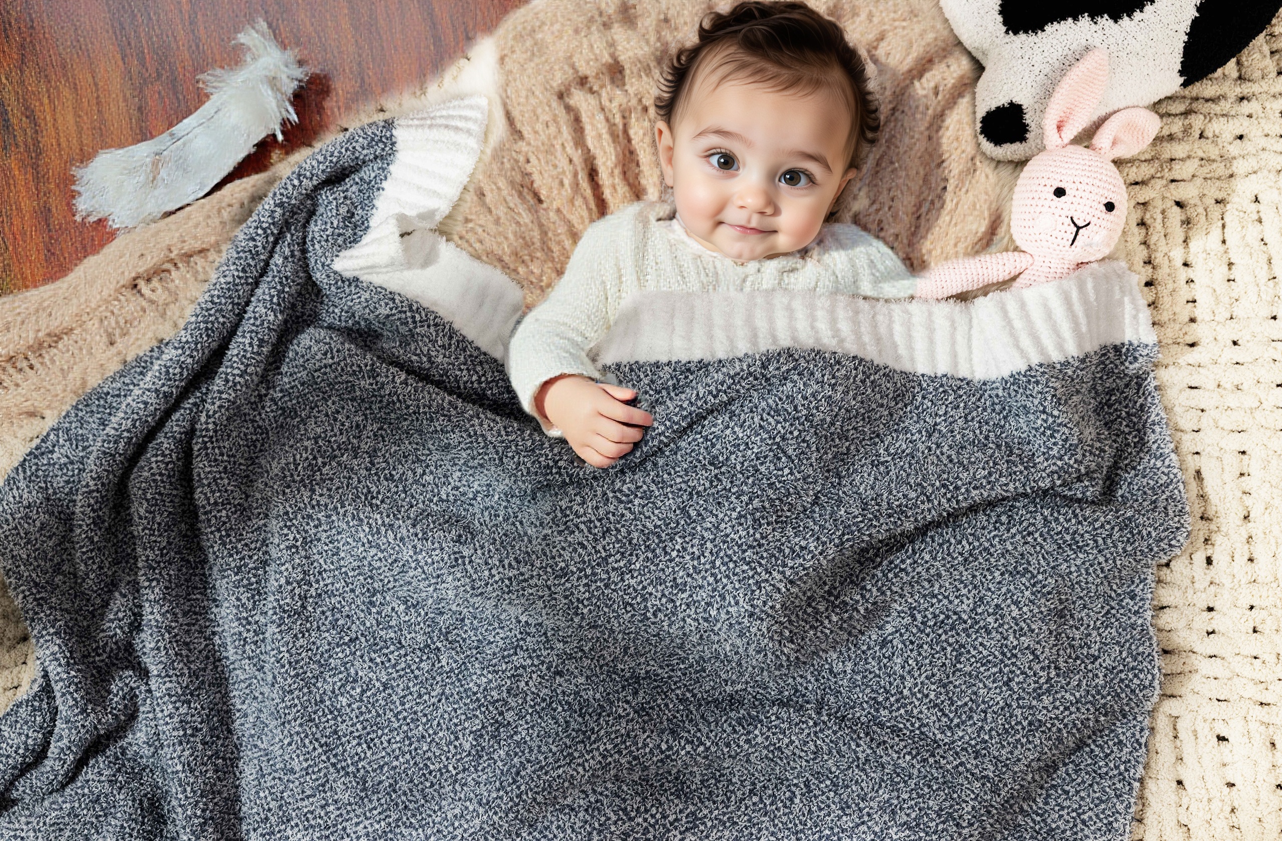 thumbnail video image 2 of YIRUIO Ultra Soft Throw Blanket Fluffy Warm Comfy For Couch Bed Home Decor Or Gift Throw Size 50”X60”, 2 of 10