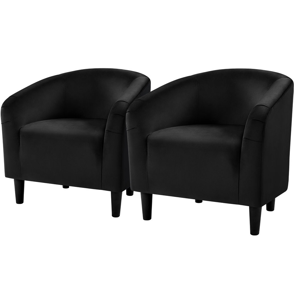 thumbnail video image 2 of Yaheetech Velvet Upholstered Barrel Club Chair with Sturdy Construction, Set of 2, Black, 2 of 8