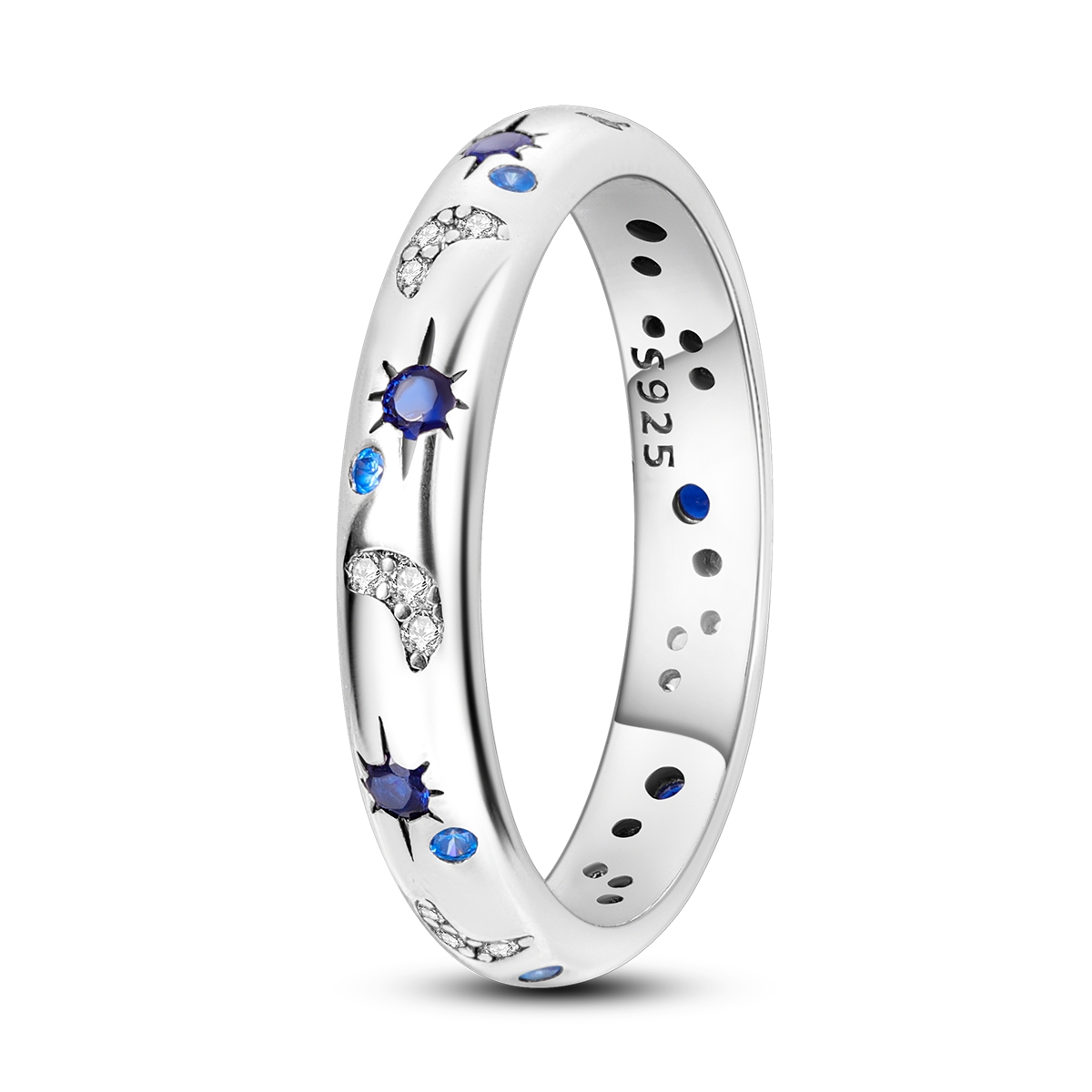 thumbnail video image 2 of MULA Original Sparkling Starry Night 925 Sterling Silver Finger Ring Blue AAA CZ For Women Jewelry Birthday Gift, 2 of 8