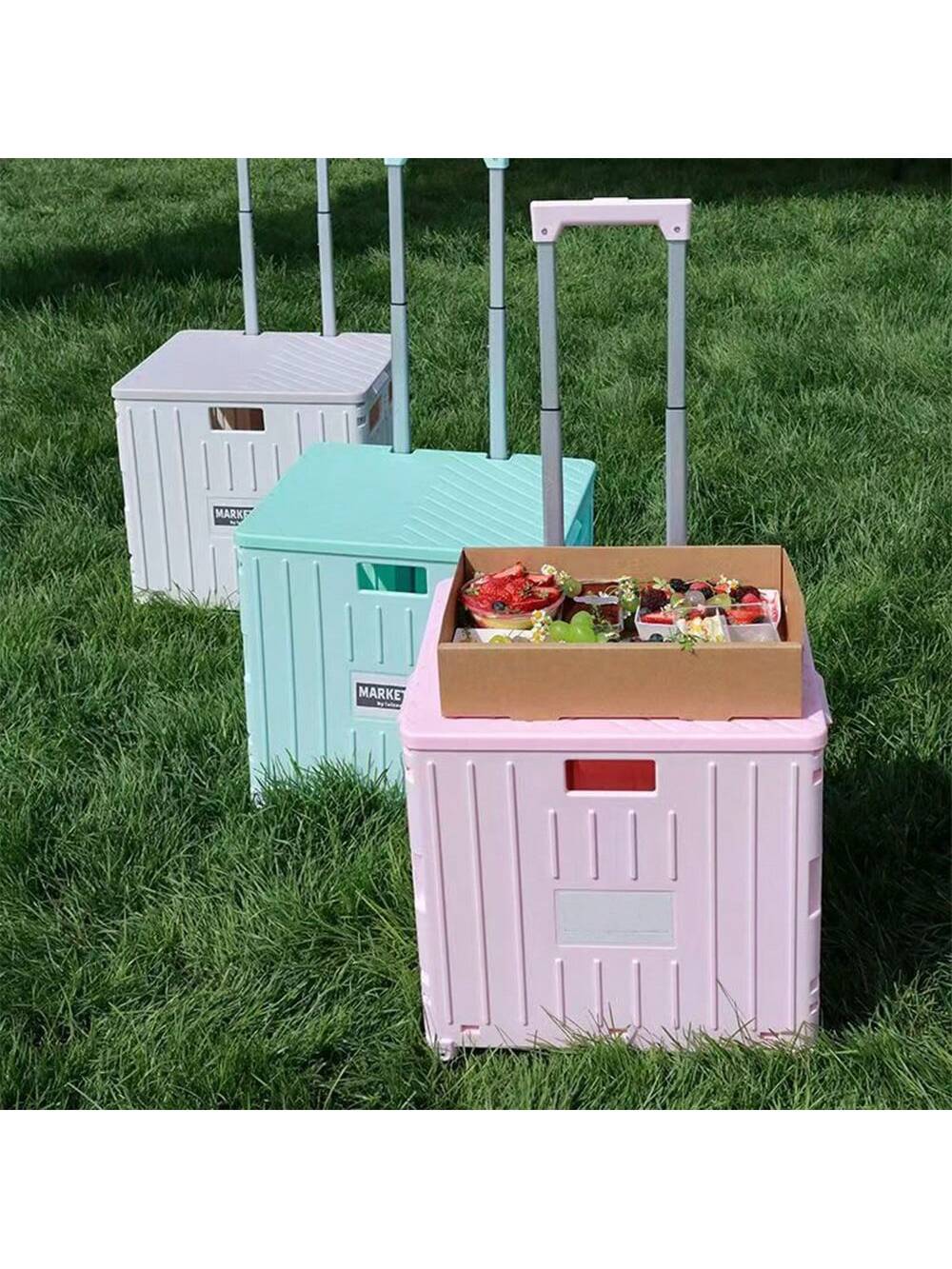 thumbnail video image 2 of Foldable Cart With Stair Climbing Wheels Collapsible Rolling Crate 35L, 2 of 7