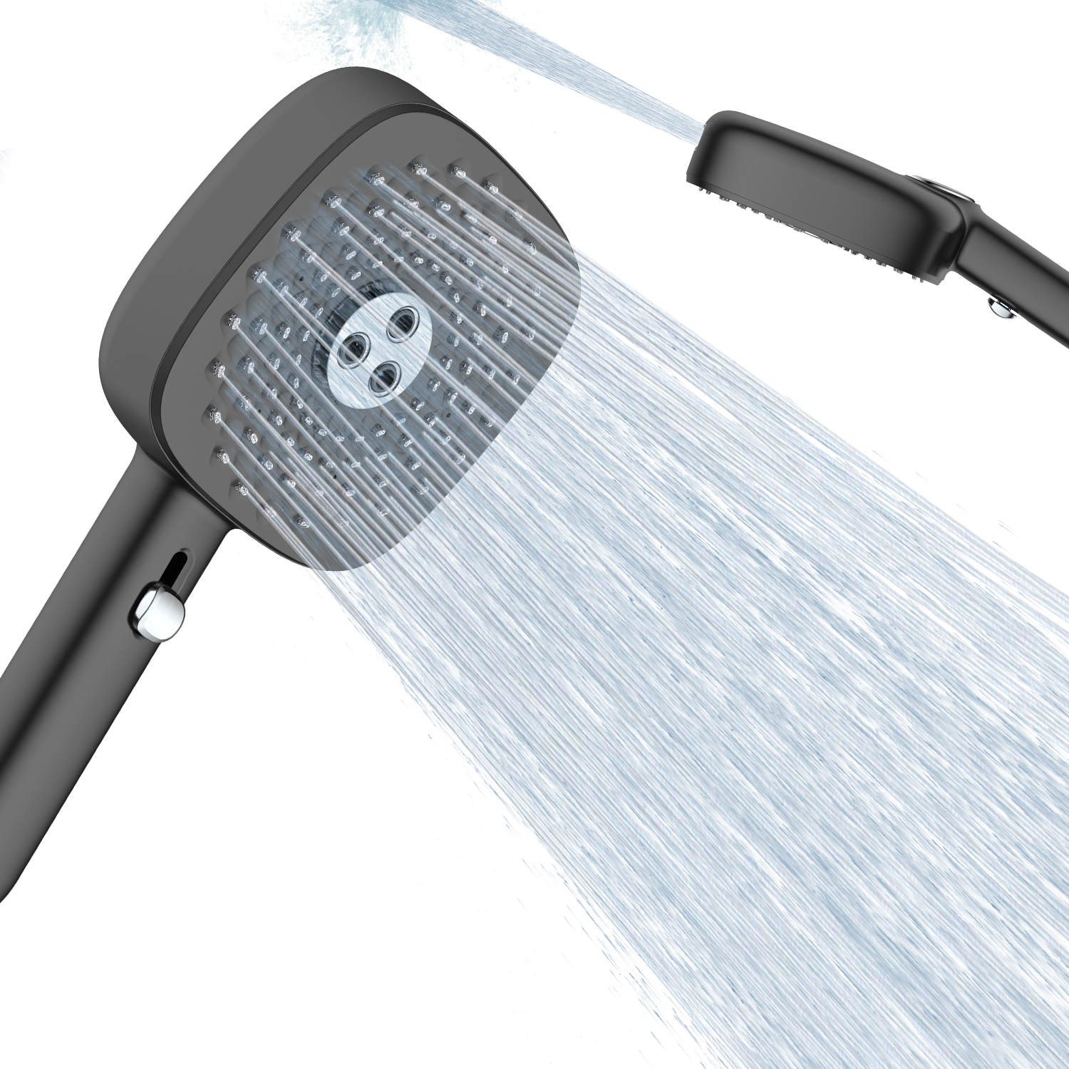 thumbnail video image 2 of FEELSO Shower Head with Handheld, 4 Spray Mode High Pressure Showerhead with Hose 59" Stainless Steel for Bathroom Tub, Black, 2 of 11