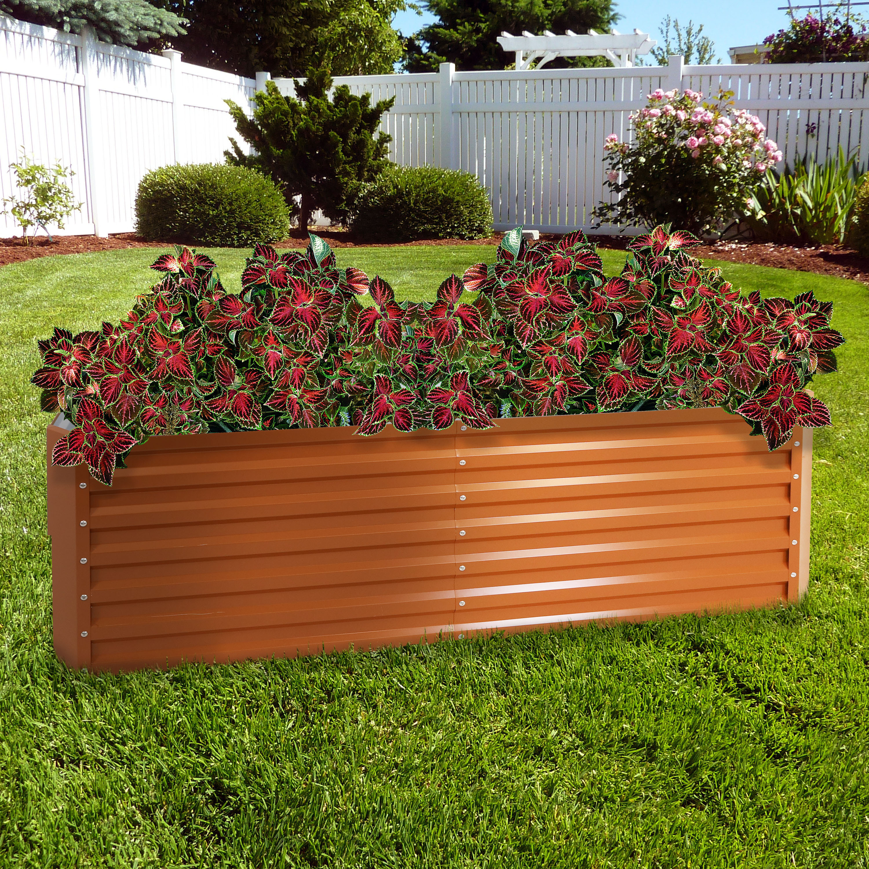 thumbnail video image 2 of Sunnydaze 71" x 35.5" x 23.5" Rectangular Brown Galvalume Steel Raised Garden Bed, 2 of 11
