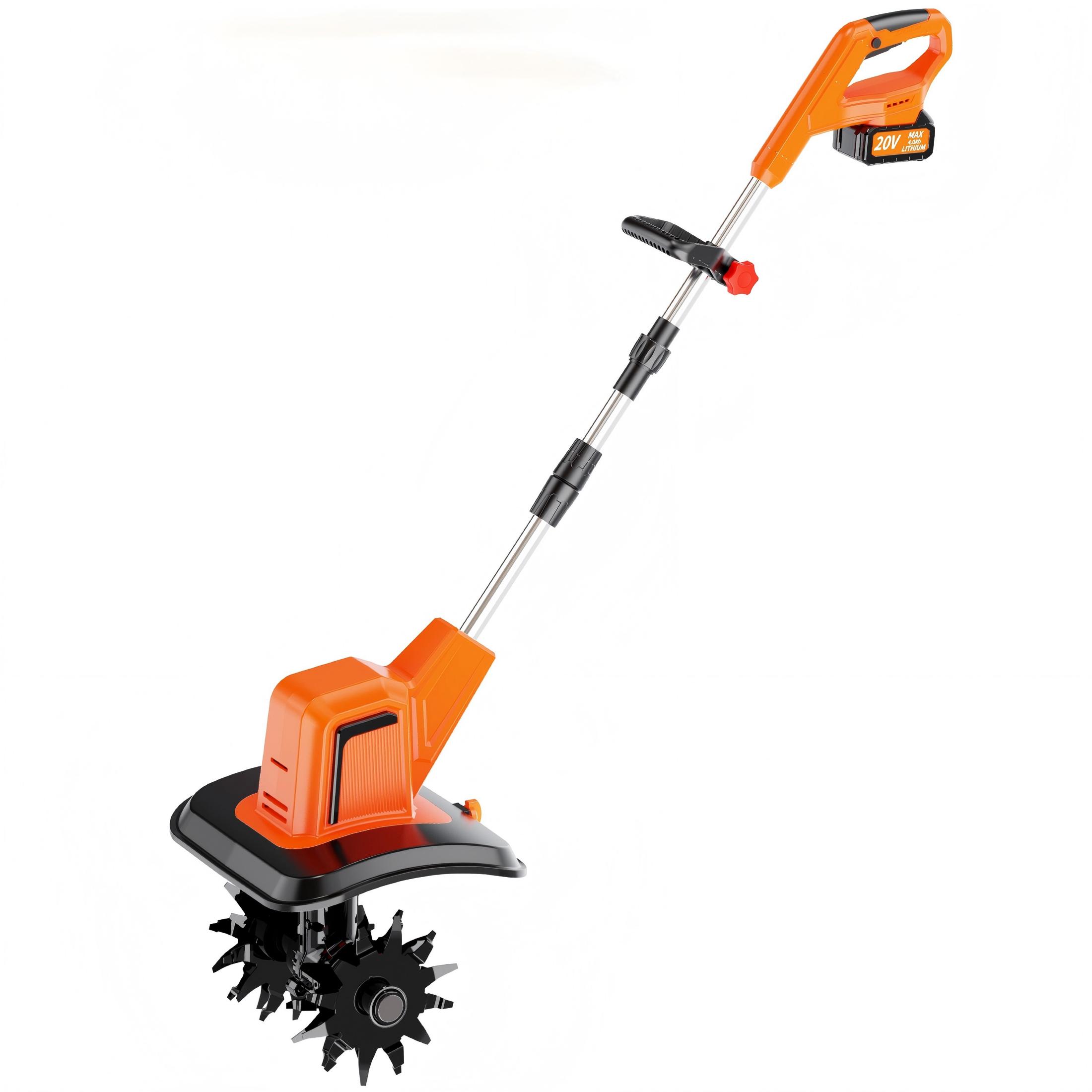 thumbnail video image 2 of KITESDER 20V Cordless Garden Tiller Cultivator, 10" Cultivator with 4 Steel Blades, 4.0Ah Battery, Foldable Handle, 2 of 10