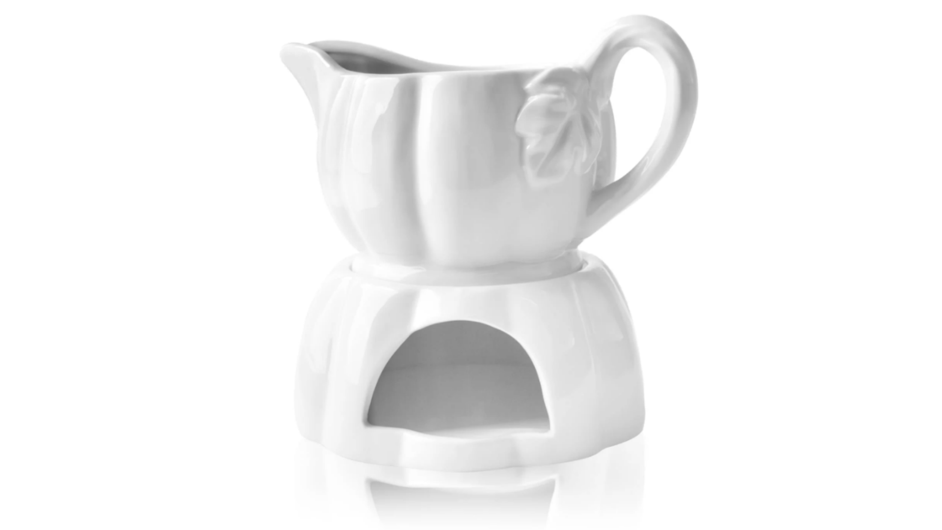 thumbnail video image 2 of Waxgamo Gravy Boat with Warmer, 16.2Oz Pumpkin Dripless Gravy Bowl with Handle & Spout for Salad Dressings Milk, Warming Sauces, Creamer, Broth, Black Pepper, 2 of 8