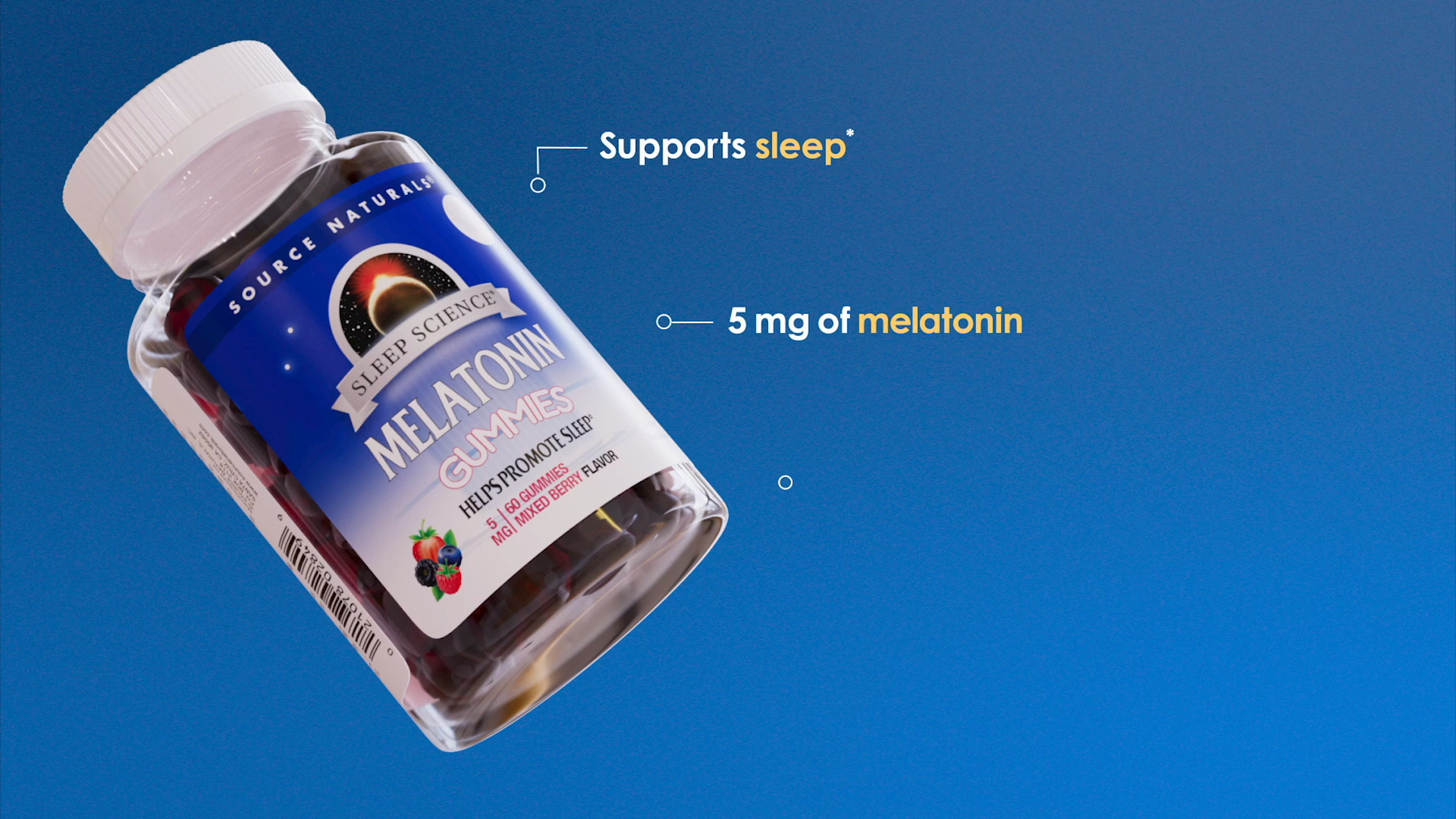 thumbnail video image 2 of Source Naturals Sleep Science Melatonin 5 mg Mixed Berry 60 Gummies, 2 of 3