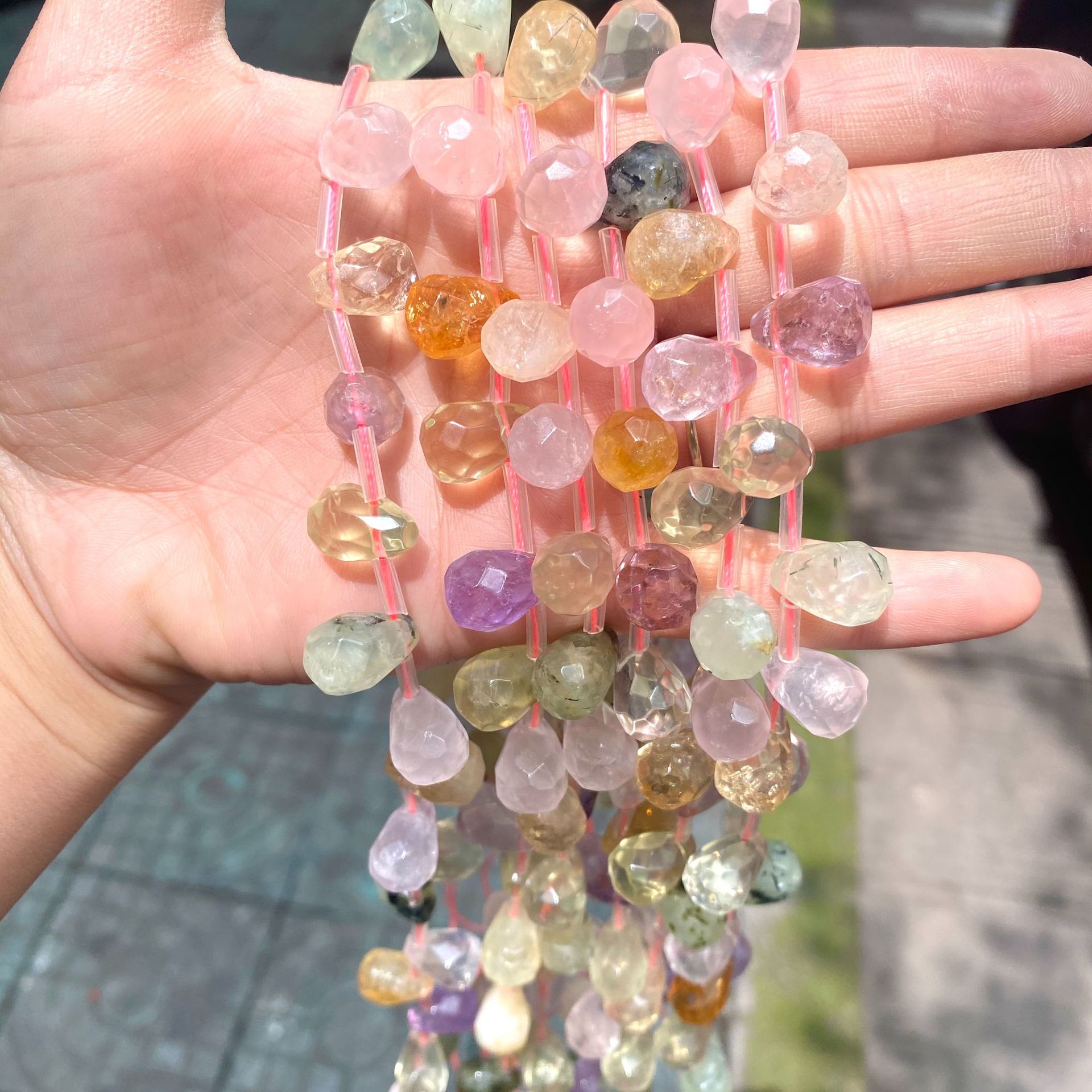 thumbnail video image 2 of 1 strand faceted teardrop natural crystal beads – loose gemstone strand for DIY jewelry making, earrings, bracelets & pendants, 2 of 3