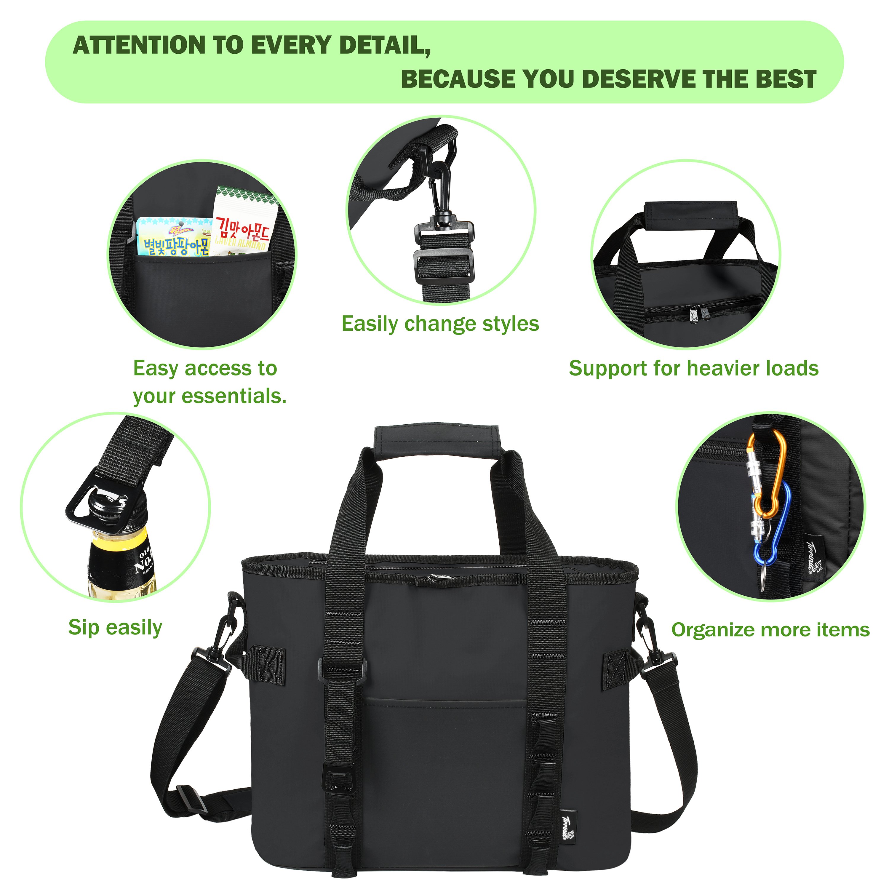 thumbnail video image 2 of Tirrinia Camping Cooler Bag Insulated, Shoulder Strap and Bottle Opener 20 Cans Portable Ice Chest, 2 of 8