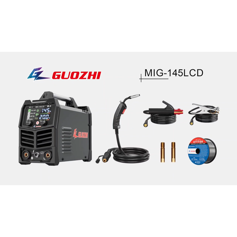 JZU 145A Mig Welder, 110V Flux Core Welding Machine/Stick/Lift TIG 3 In 1 Welder