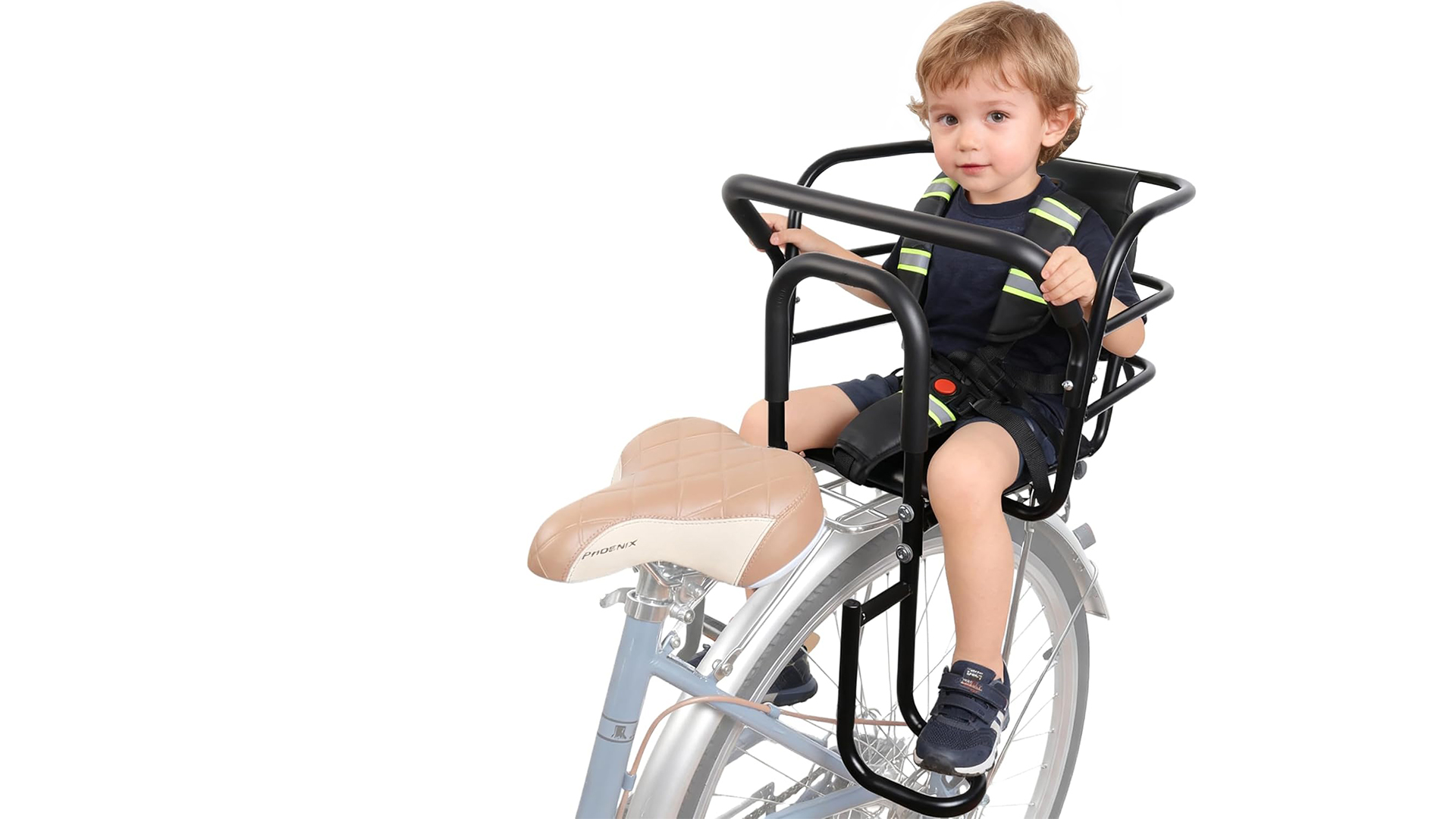 thumbnail video image 2 of Upgraded Rear Child Bike Seat,Back Mount Kid's Bike Seat with Foot Pedals Back Rest Handrail, Designed for Children Aged 18 Month to 8 Years Old,Easy Installation, 2 of 11