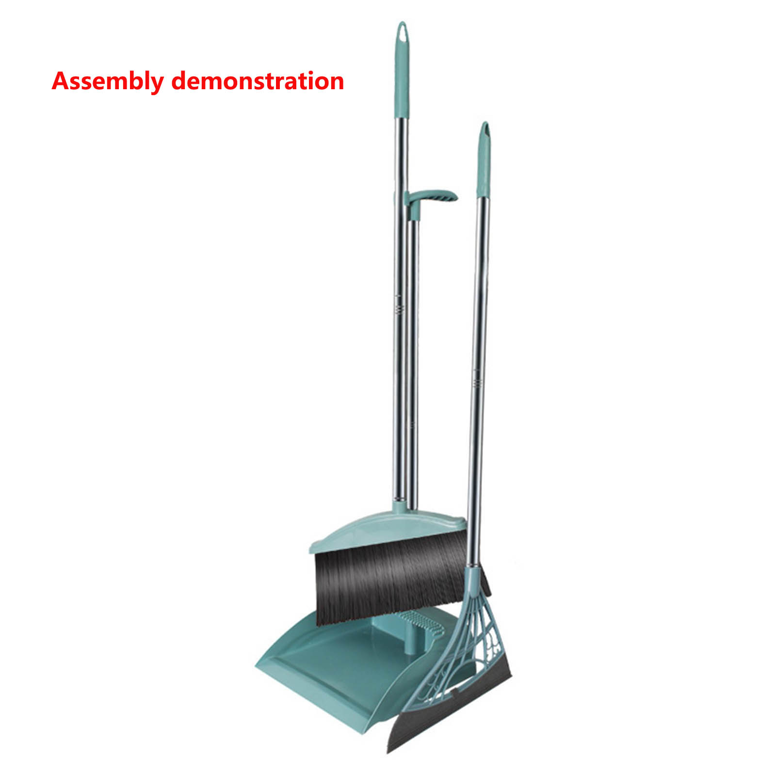 thumbnail video image 2 of SHIMELE Broom and Dustpan Set, Upright Dust Pan Combo for Home, Kitchen, Room, Office, Lobby Floor Use, 2 of 23