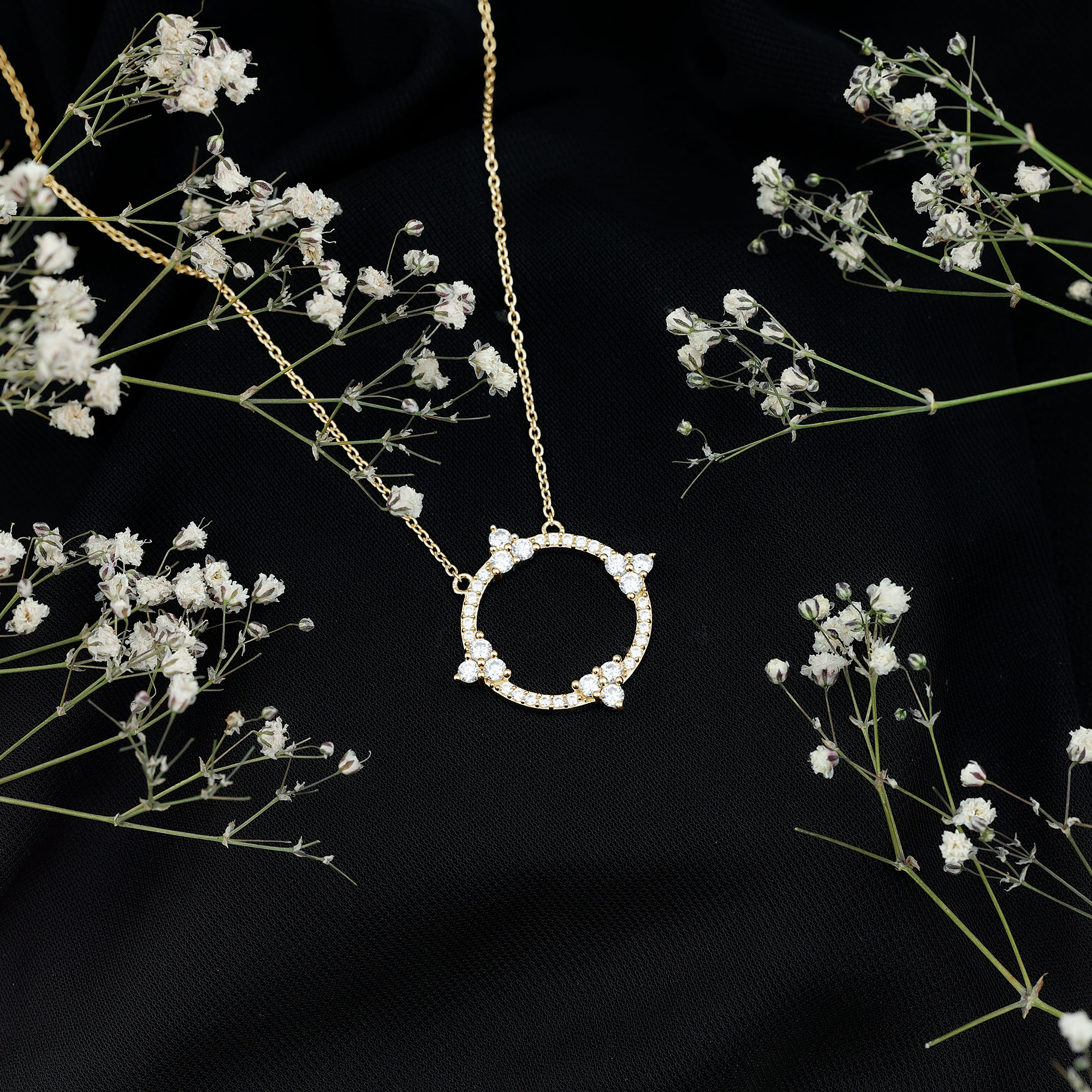 thumbnail video image 2 of Rosec Jewels Nature Inspired Moissanite Eternity Necklace - Open Circle Necklace - Ready to Gift for Birthday, 925 Sterling Silver, 2 of 8