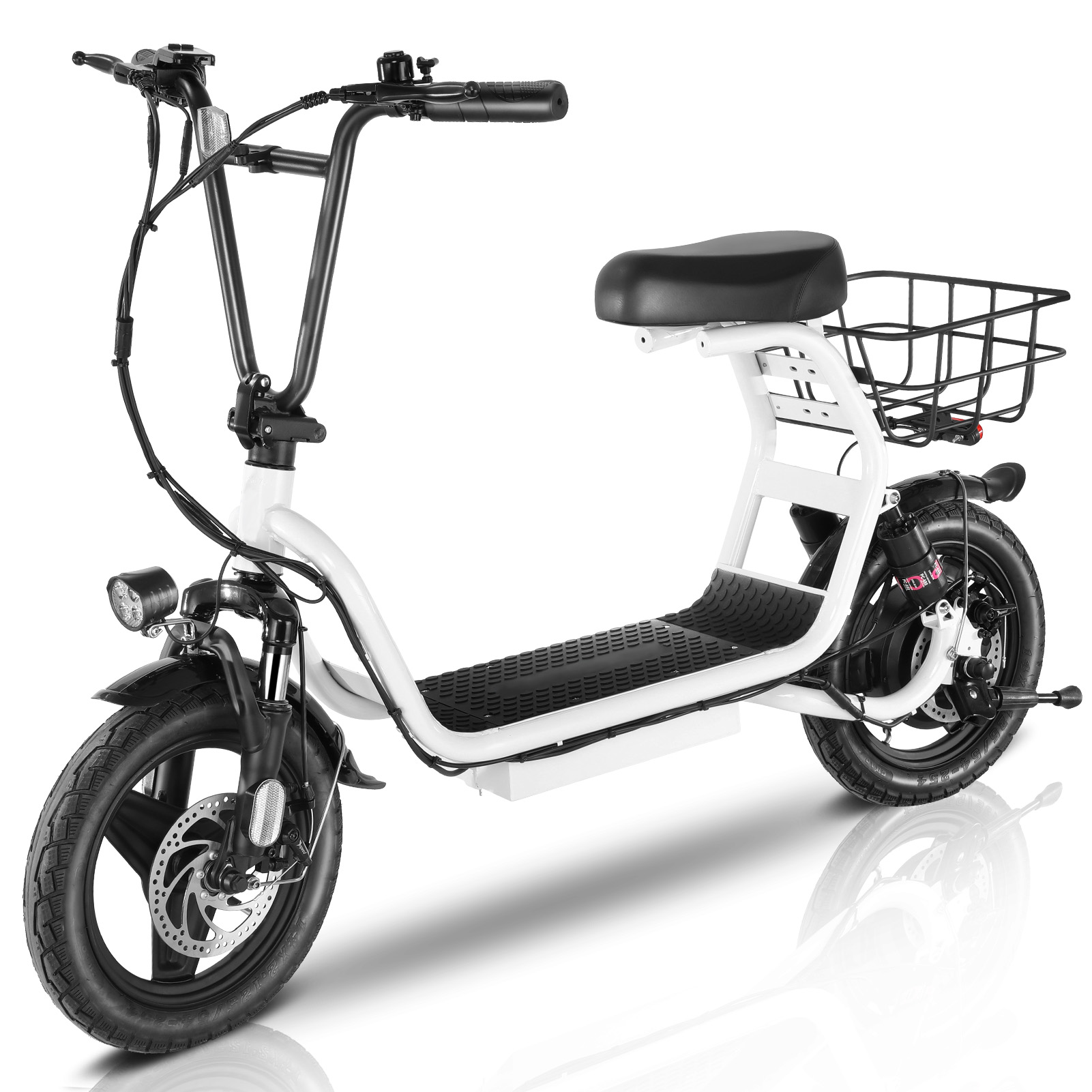 thumbnail video image 2 of SANOPY Electric Scooter for Adults with Seat,Peak 560W Motor,Commuter Foldable Electric Scooter with Basket, Dual Shock Absorbers&14" Wheels,Up to 15 Miles 20Mph，Gray, 2 of 10