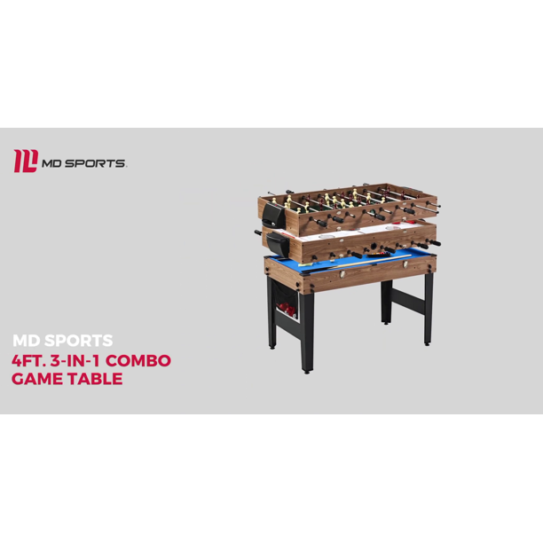 Lancaster 3-in-1 Billiards, Hockey, Foosball Combo Arcade Game