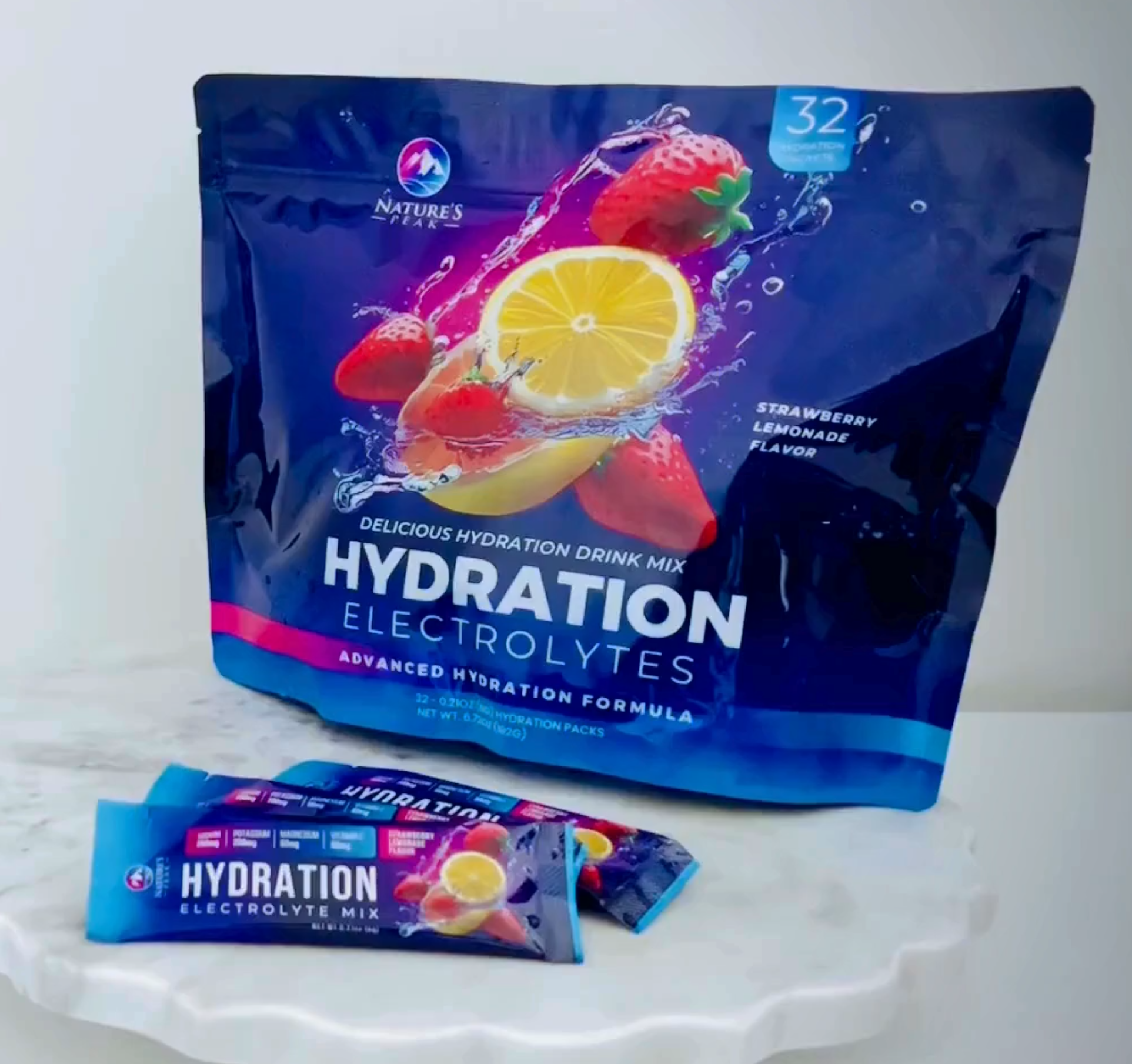 thumbnail video image 2 of Electrolyte Hydration Packets - Best Electrolytes Drink Mix - Sugar Free Formula with Sodium, Potassium, Magnesium, Zinc & Vitamin C for Dehydration Relief and Rehydration, Strawberry Lemon (16 Pack), 2 of 9
