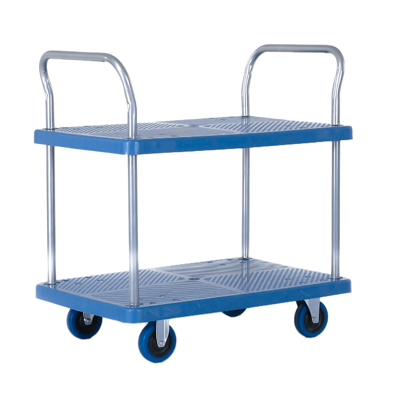 Leteuke 2 Tier Utility Cart with Wheels, NSF Listed 900LBS Commercial Grade  Heavy Duty Rolling Utility Carts with Handle Bar,Metal Storage Cart Silver