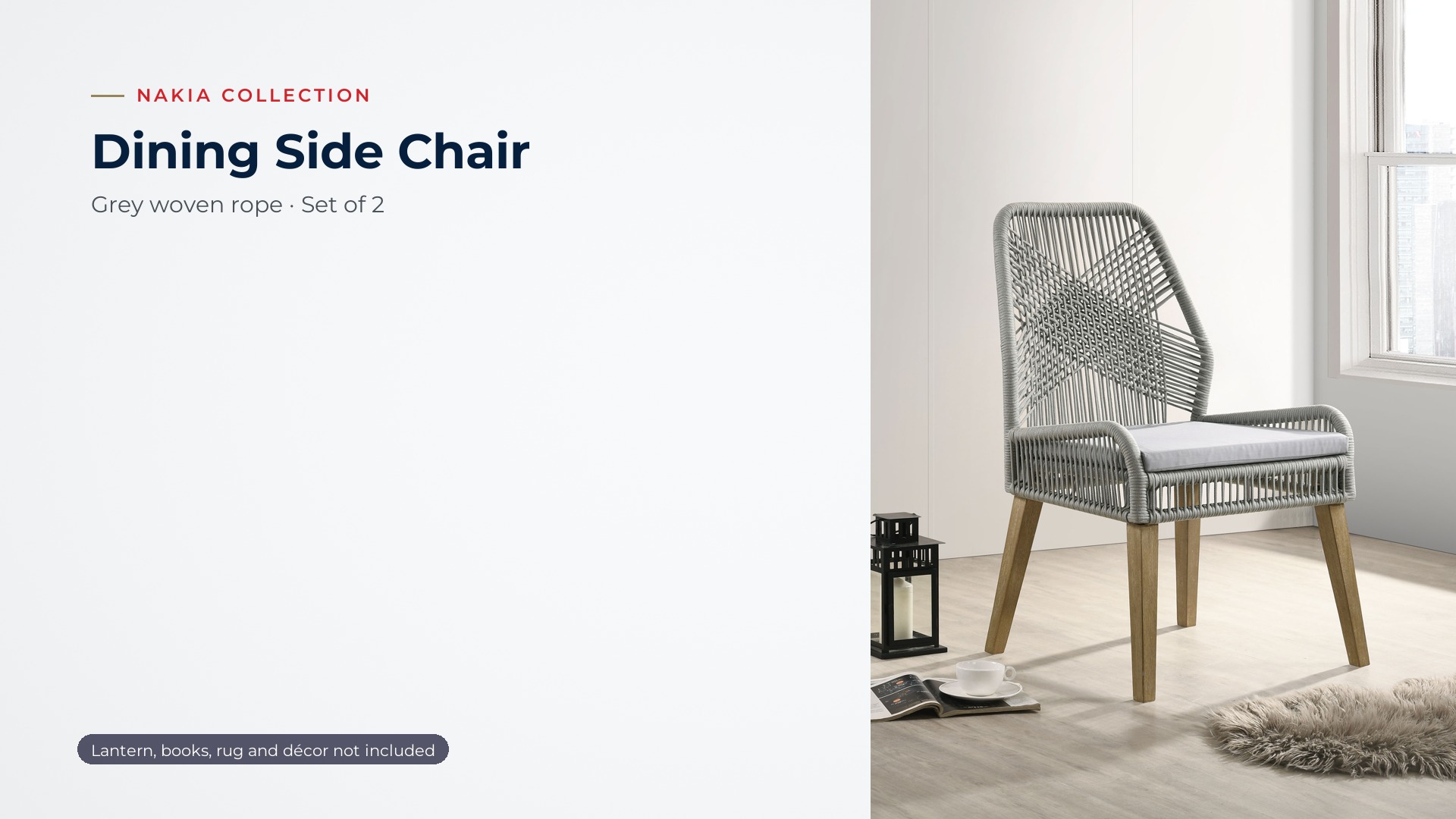 thumbnail video image 2 of Coaster Nakia Woven Rope Dining Side Chairs, Grey (Set of 2), 2 of 13