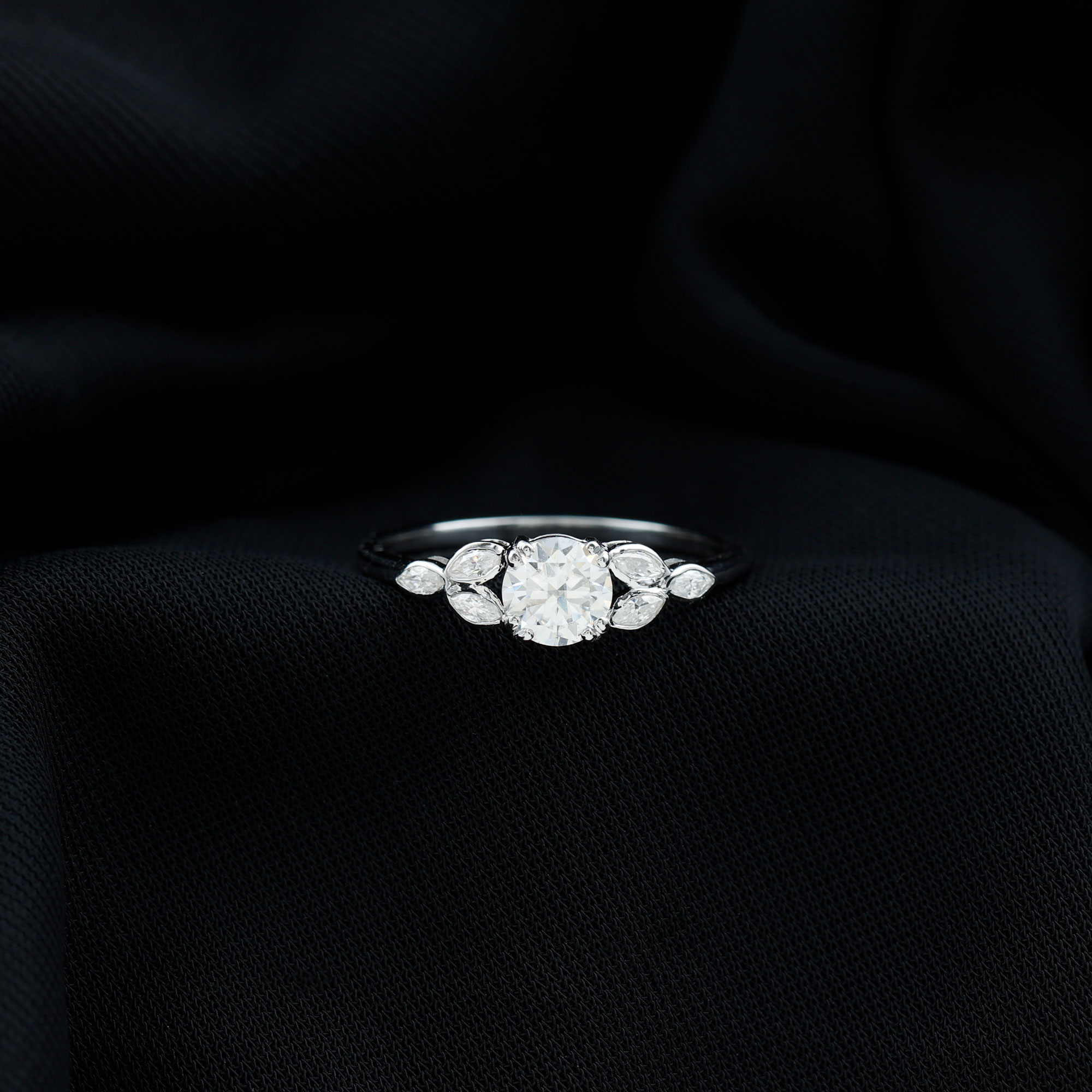 thumbnail video image 2 of Rosec Jewels Lab Created Diamond Cluster Engagement Ring for Women (Ef-Vs Quality Certified) - with Jewelry Box, 10K Yellow Gold, US 9.50, 2 of 6