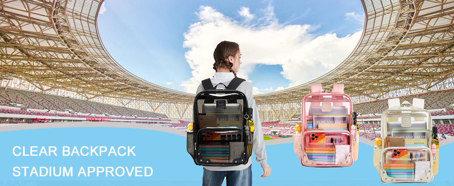 thumbnail video image 2 of Clear Backpack Heavy Duty Transparent Laptop Backpacks 15.6 Inch See Through TPU Travel Daypack Large College Bookbag for Women Men Teens Girls Boys students-Black, 2 of 7