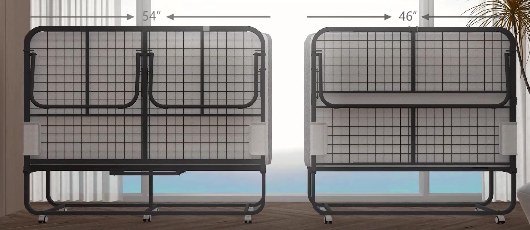 thumbnail video image 2 of 75" x 54" Folding Bed, Full Size Folded Bed with Mattress, Portable Folding  Bed for Guest Room/School/ Hotel /Hospital, 2 of 7