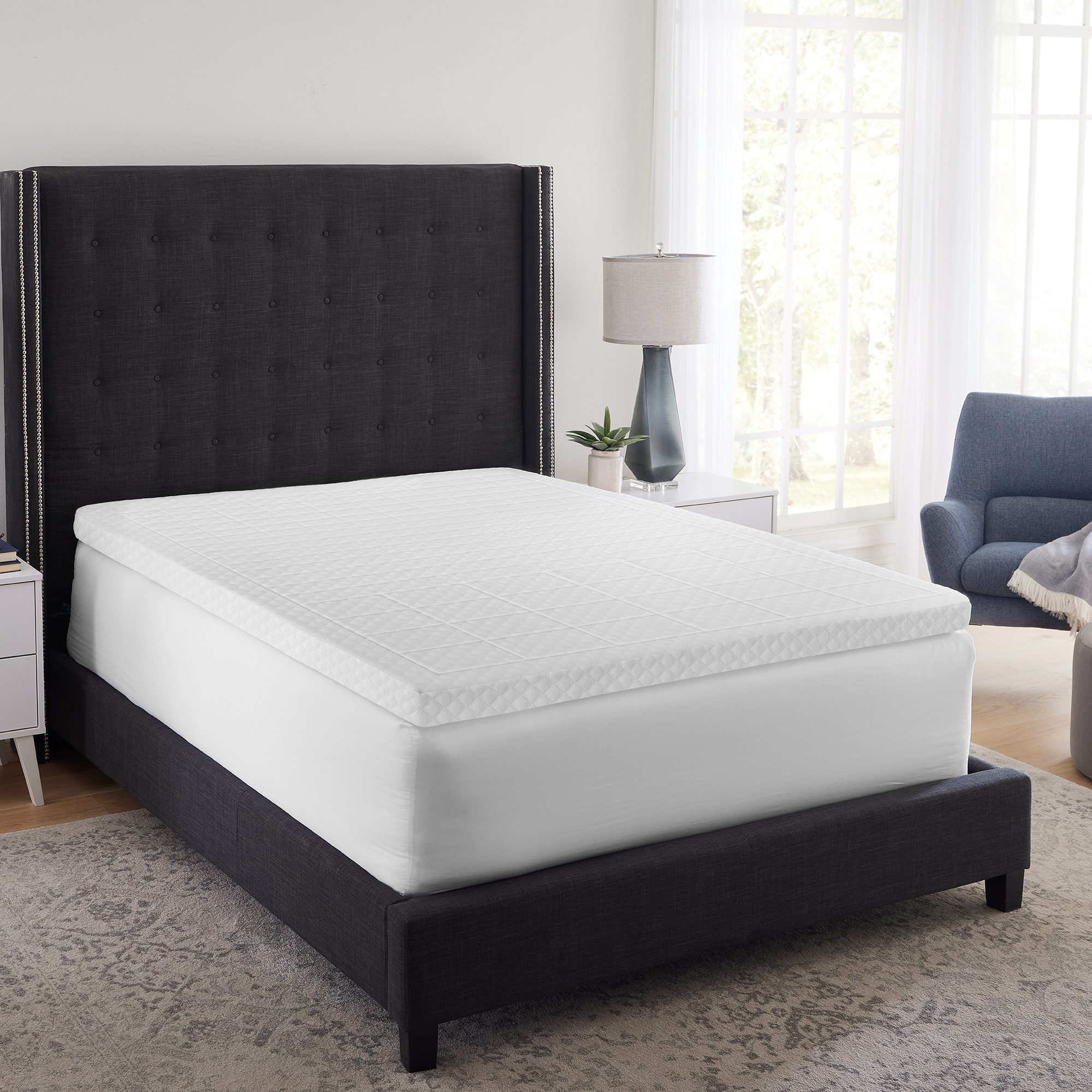 thumbnail video image 2 of LifeSleep 3-Inch Zoned Comfort Memory Foam Mattress Topper, 2 of 7