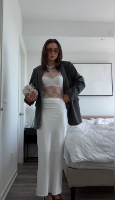 thumbnail video image 2 of MINTREUS Lace Top with Long Sleeves Stand Collar Embroidered Floral Design Ideal for Parties and Clubs xs-xxl, 2 of 8