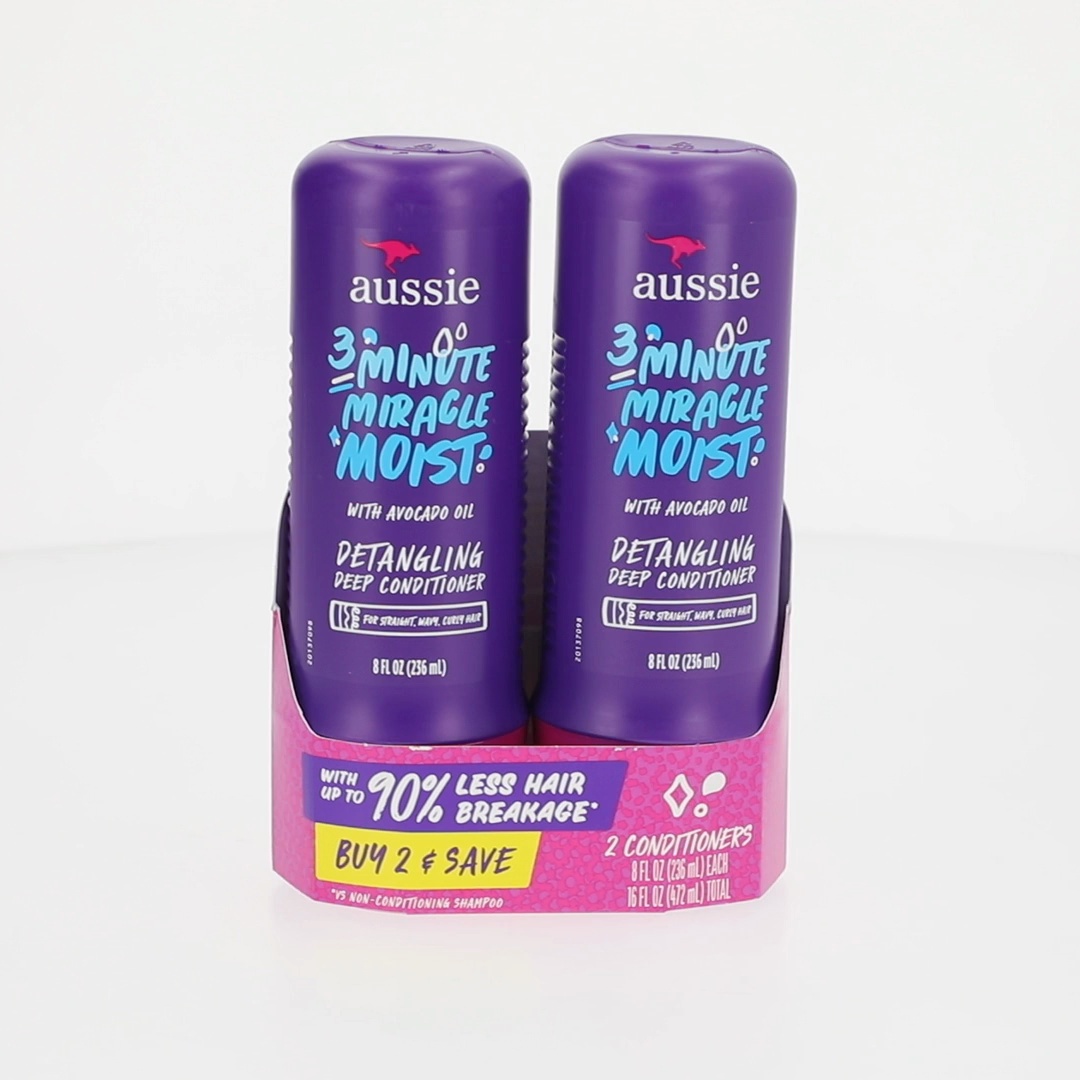 Aussie 3 Minute Miracle Moist Conditioner, Paraben Free, Twin Pk