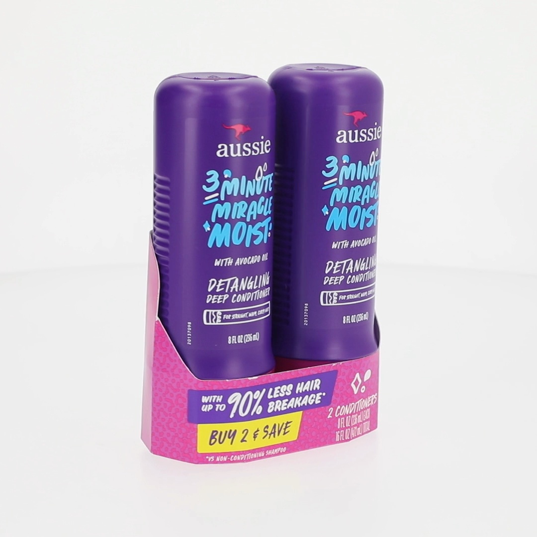 Aussie 3 Minute Miracle Moist Conditioner, Paraben Free, Twin Pk
