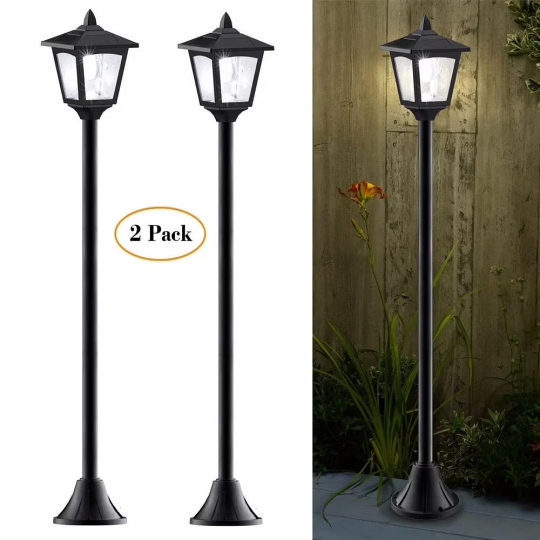 thumbnail video image 2 of Kanstar Mini Solar Lamp Post Lights, Vintage Style, Outdoor, Dusk till Dawn, Warm White, pack of 2, 2 of 7